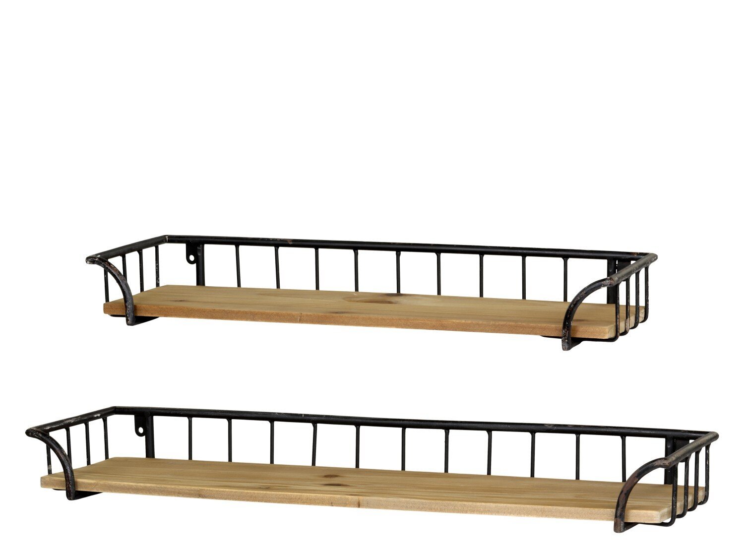 Eisen Regal 2er Set mit Holz, schwarz 