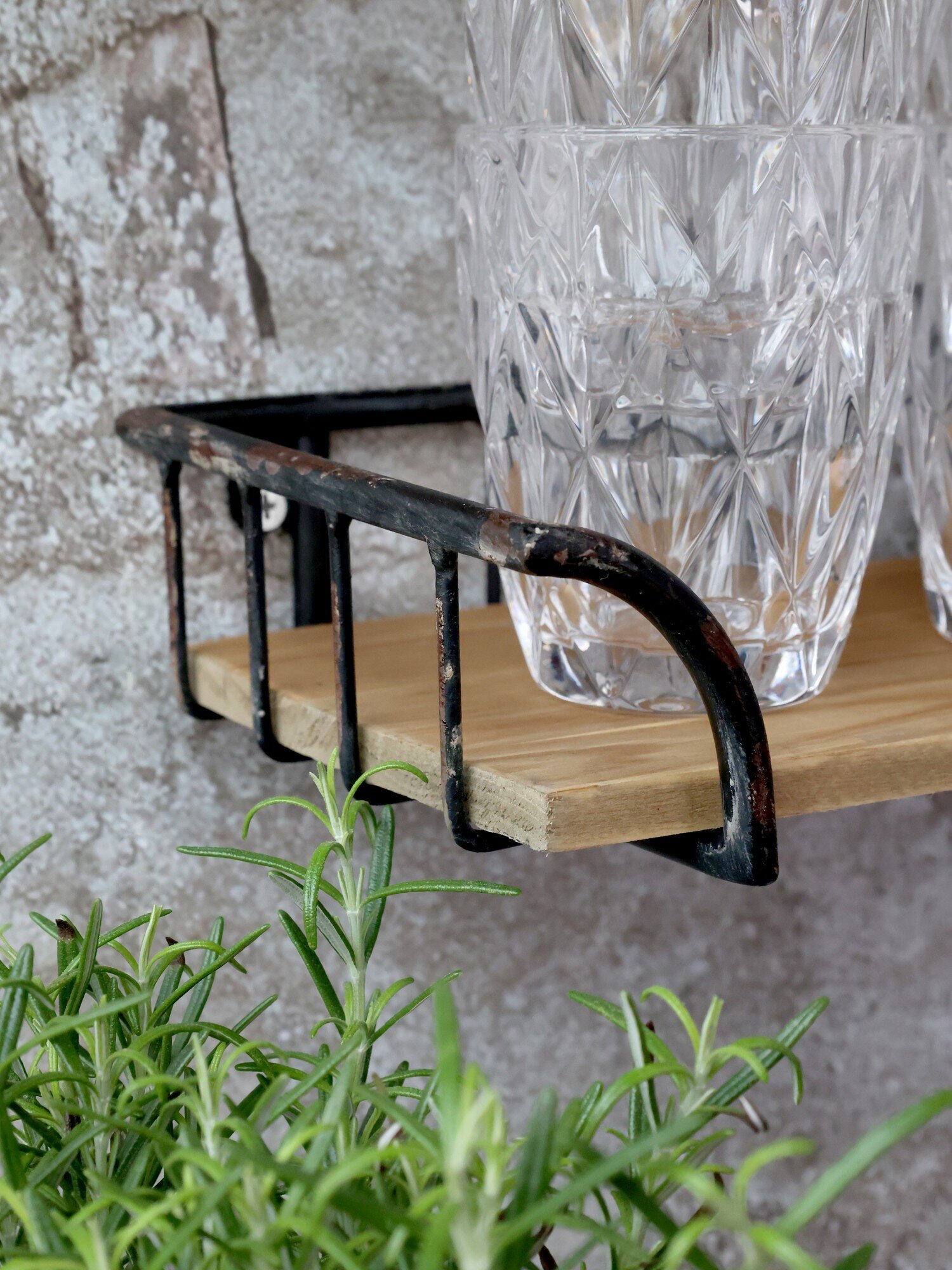 Eisen Regal 2er Set mit Holz, schwarz 