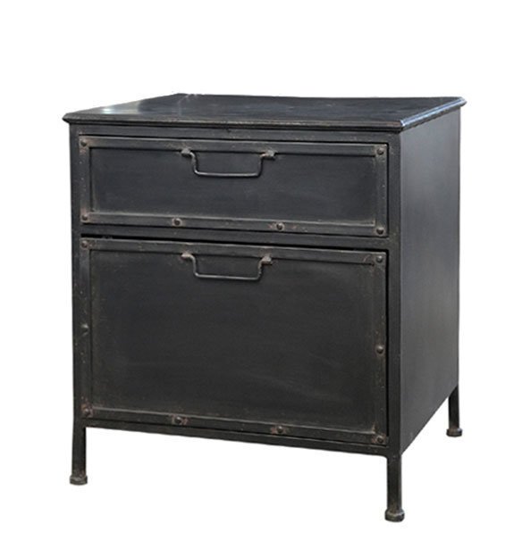 Chic Antique Factory Kommode mit 2 Schubladen, schwarz 