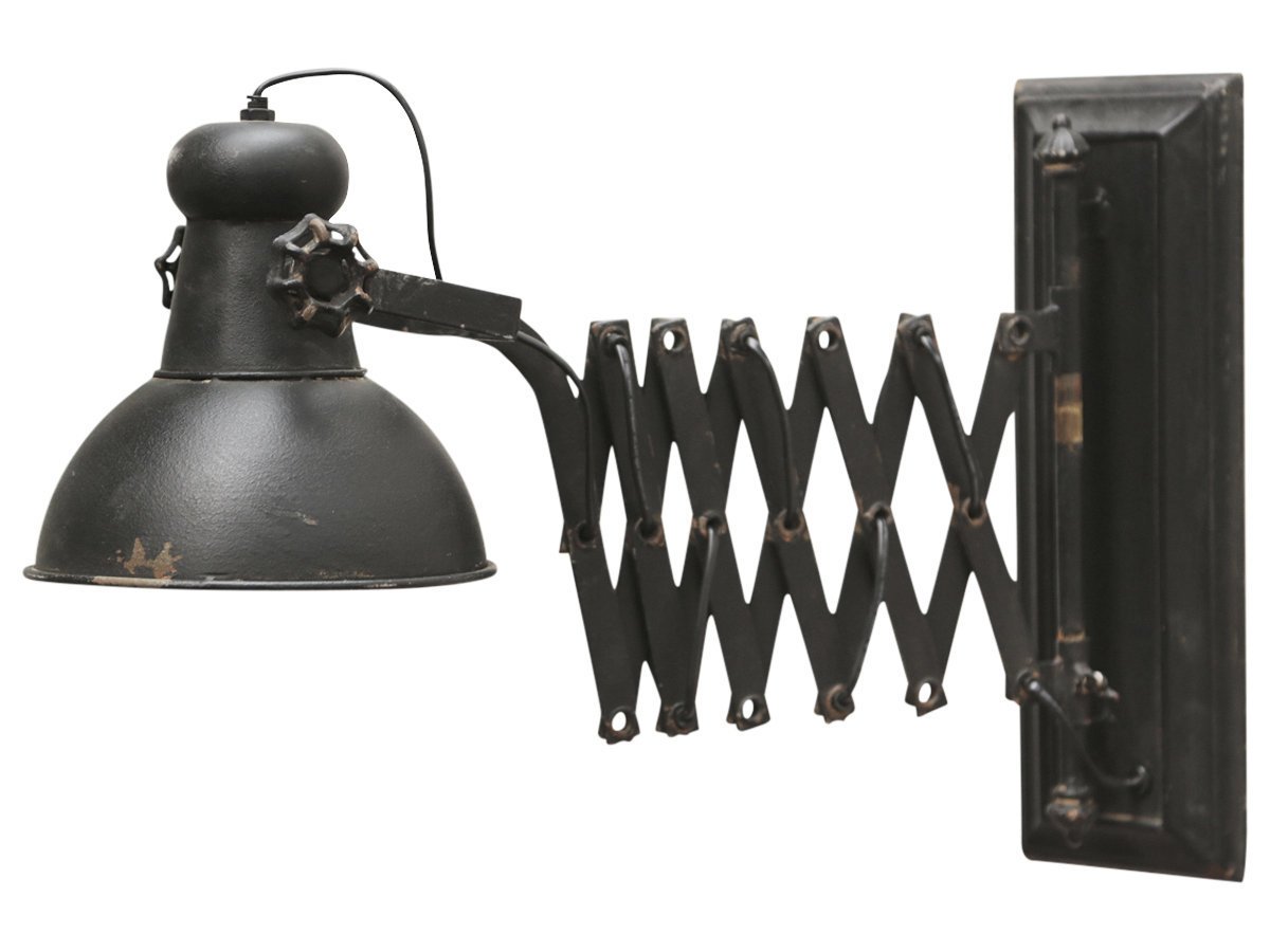 Chic Antique Factory Lampe für die Wand, schwarz 
