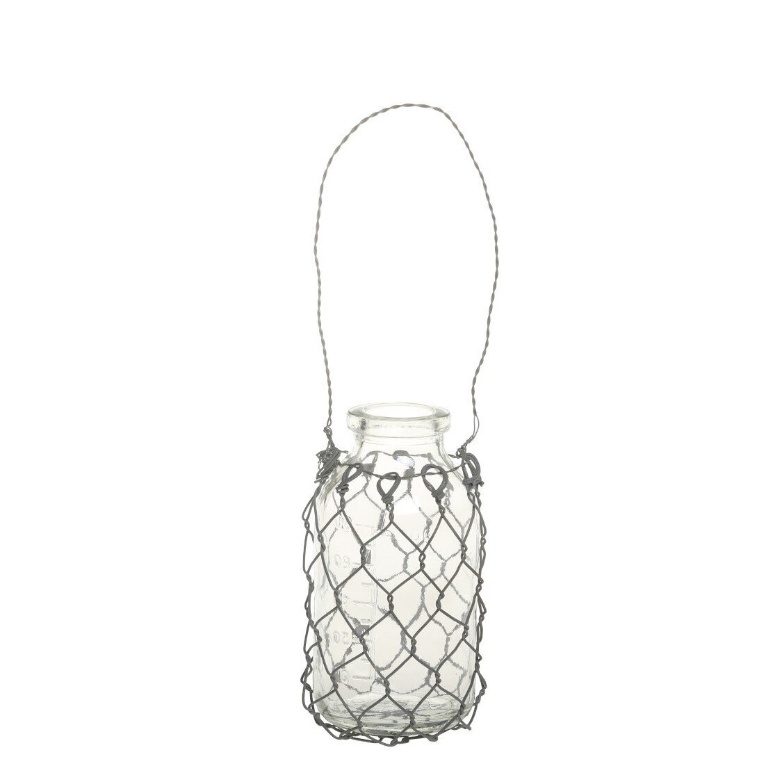Fil de fer Windlicht aus Glas, antique zink 