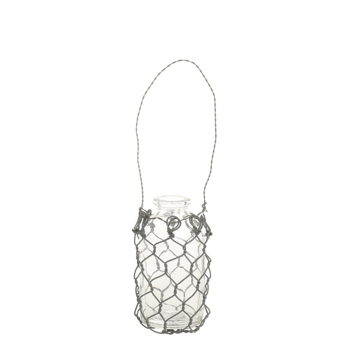 Fil de fer Windlicht aus Glas, antique zink 
