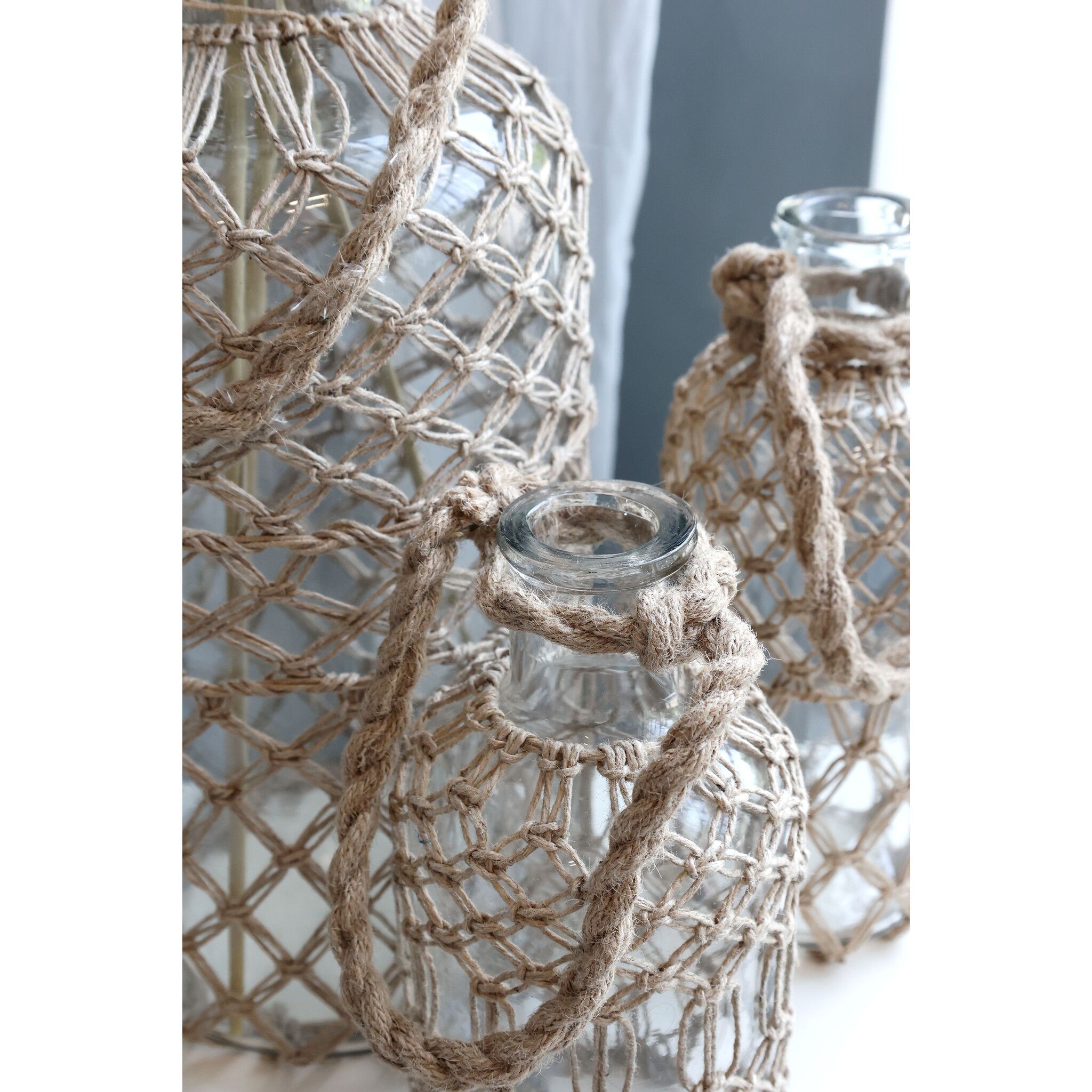 Flasche mit Geflecht und Henkel, natur 