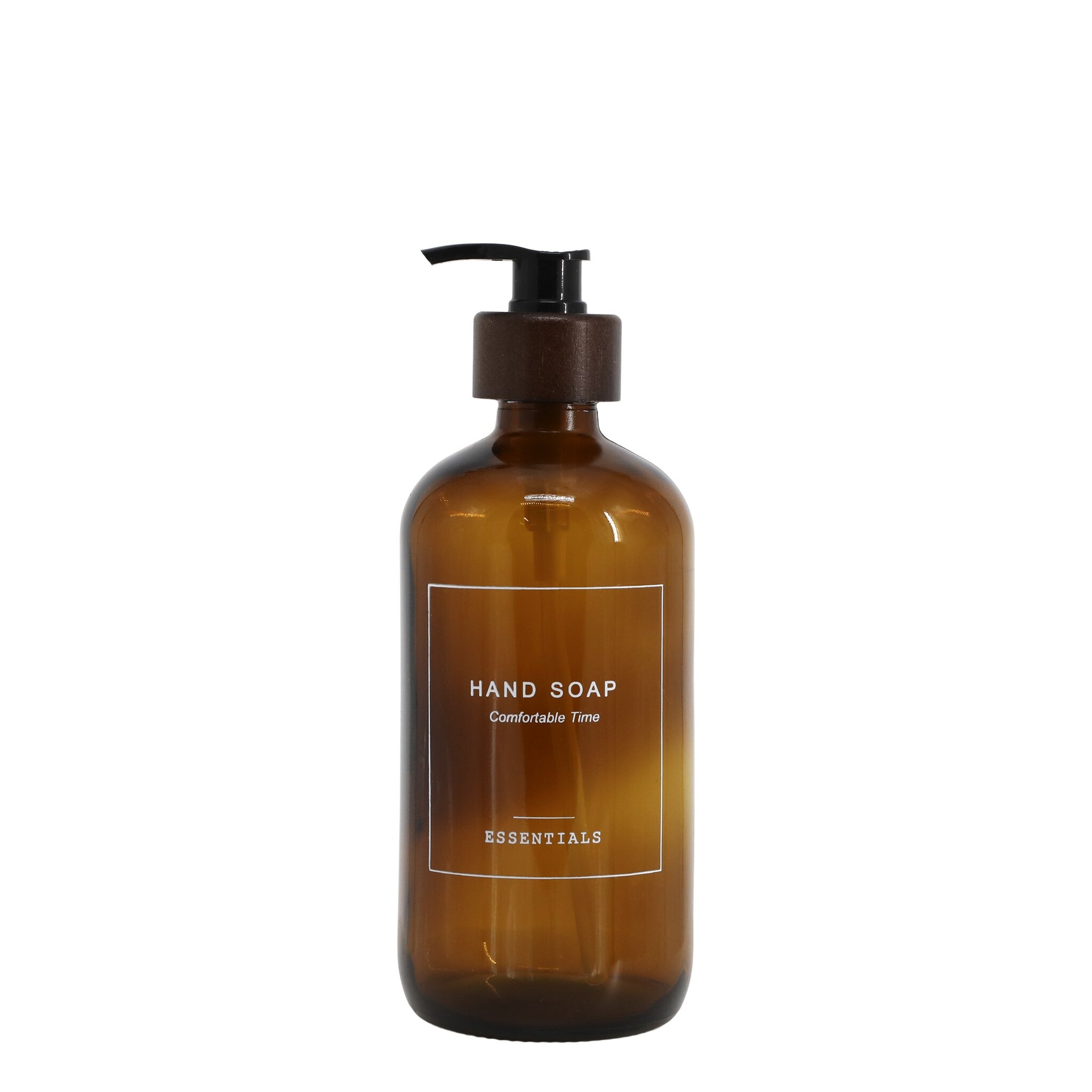 Flasche mit Pumpe mit Hand Soap Aufschrift, mokka 