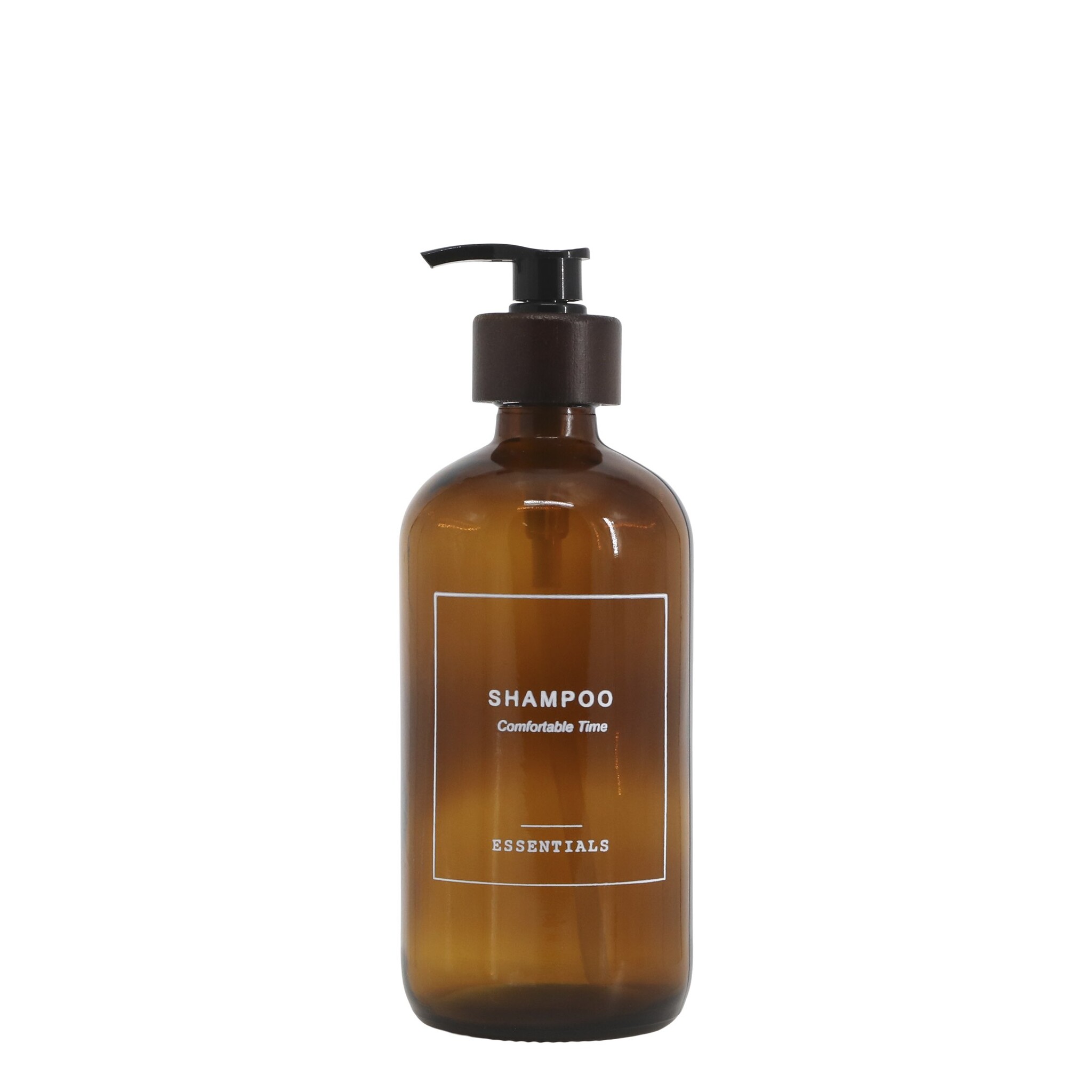 Flasche Spender mit Pumpe Shampoo Aufschrift, mokka H21,5/Ø 7,5 cm 500 ml