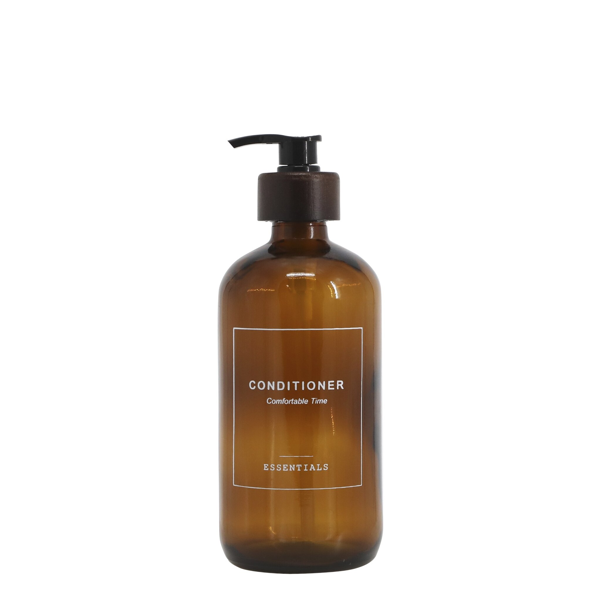 Flasche Spender mit Pumpe Conditioner Aufschrift, mokka H21,5/Ø 7,5 cm 500 ml
