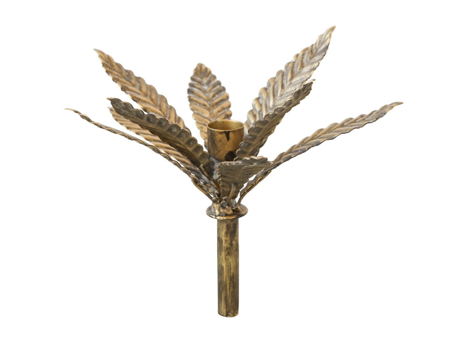 Flaschen Kerzenhalter mit Blättern, antique messing 