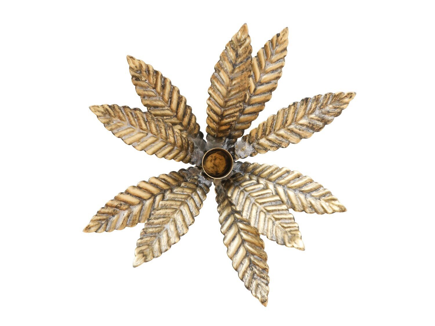 Flaschen Kerzenhalter mit Blättern, antique messing 