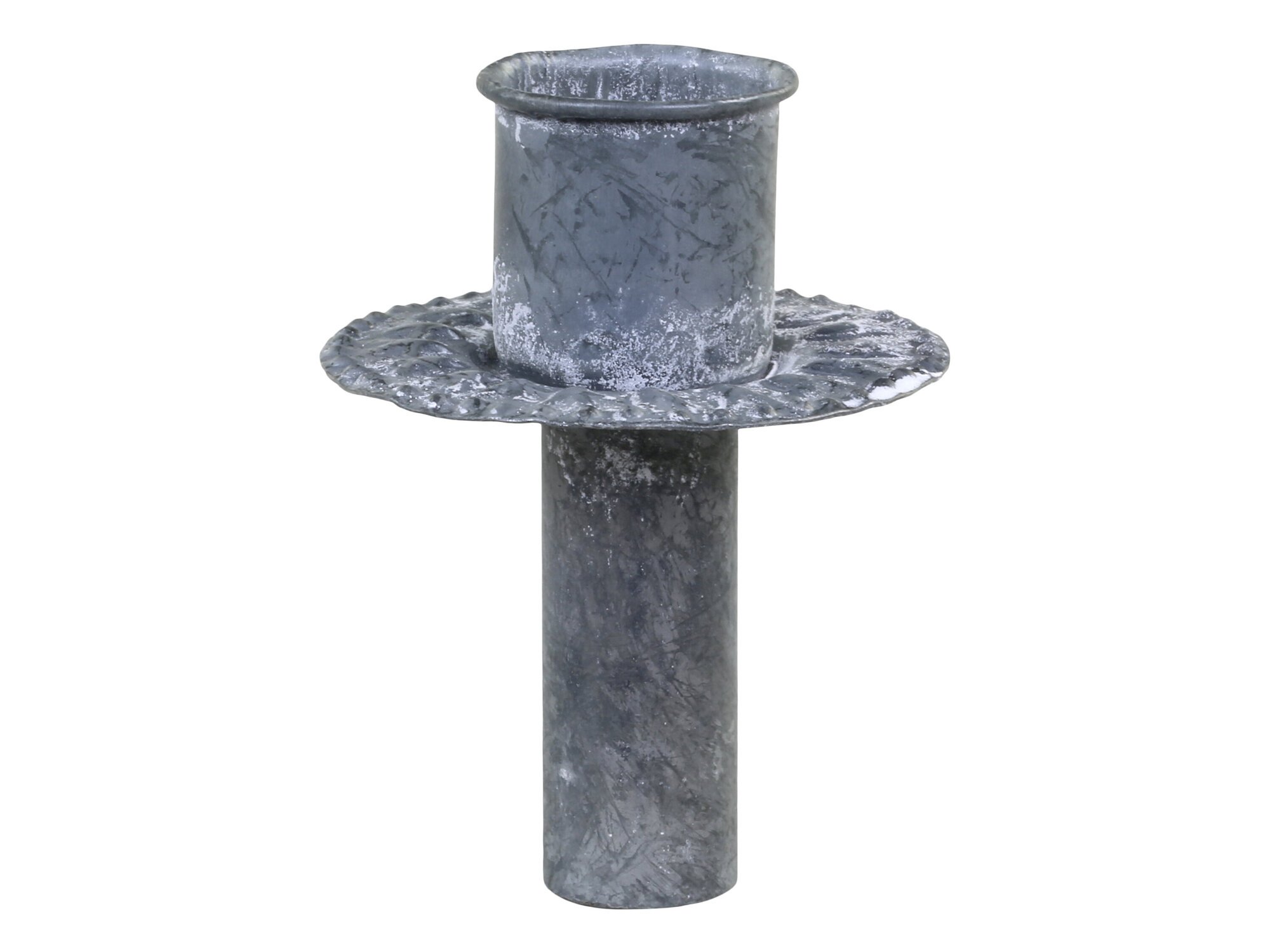Flaschenaufsatz Kerzenhalter mit dekorativem Rand, antik zink Ø4 x Höhe 8 cm