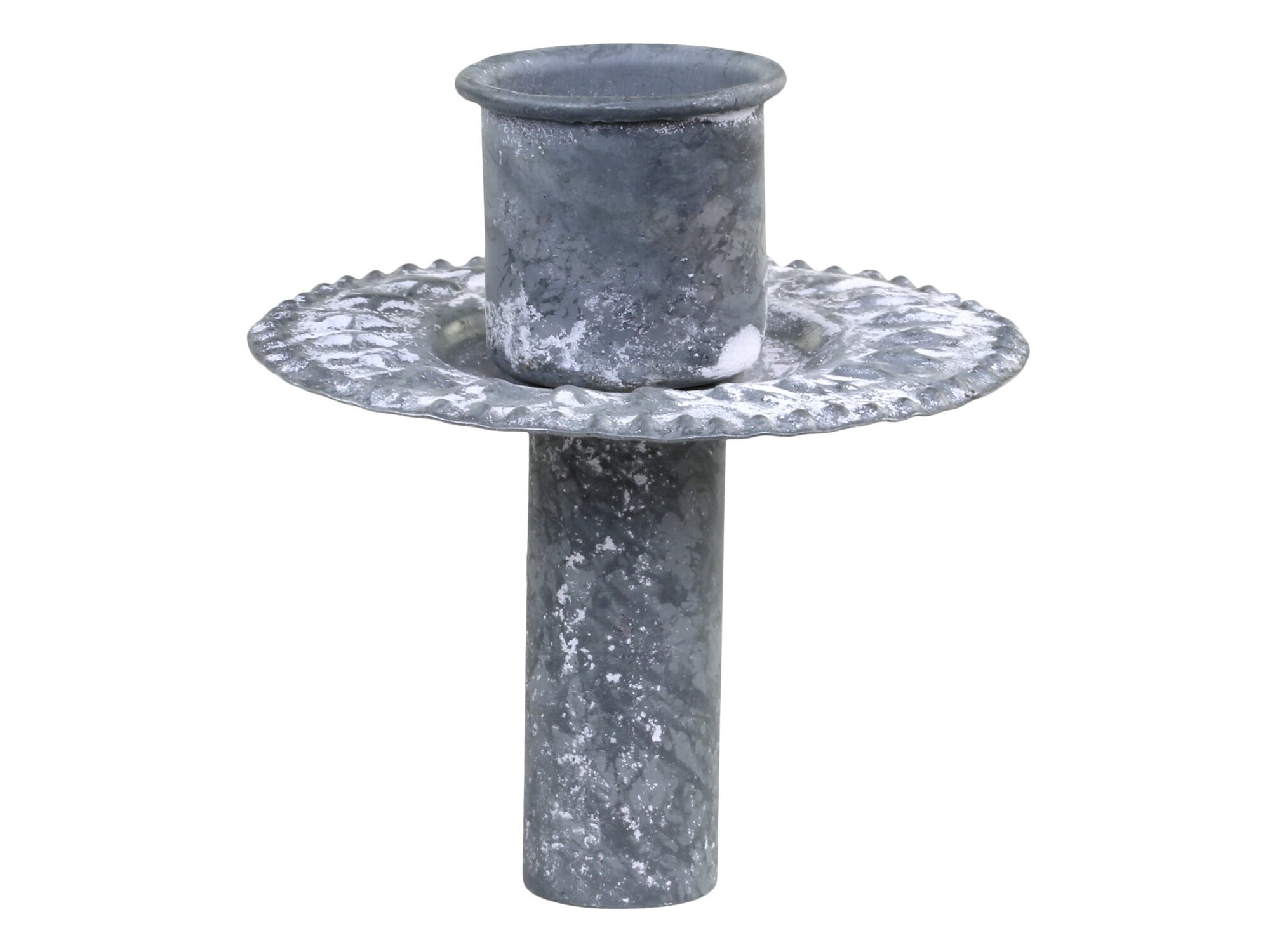 Flaschenaufsatz Kerzenhalter mit dekorativem Rand, antik zink Ø6 x Höhe 8 cm