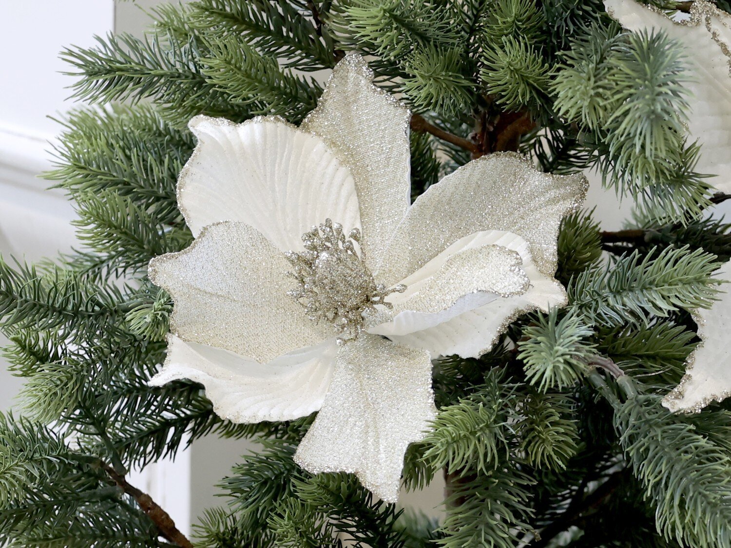 Fleur Blume mit Clips, Tannenbaumschmuck, weiss Ø 20 cm