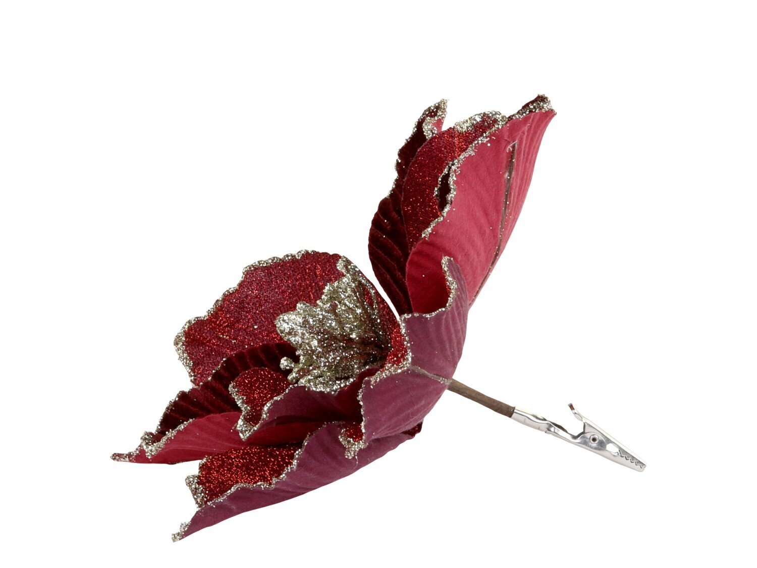 Fleur Blume mit Clips, Tannenbaumschmuck, dunkelrot Ø 20 cm