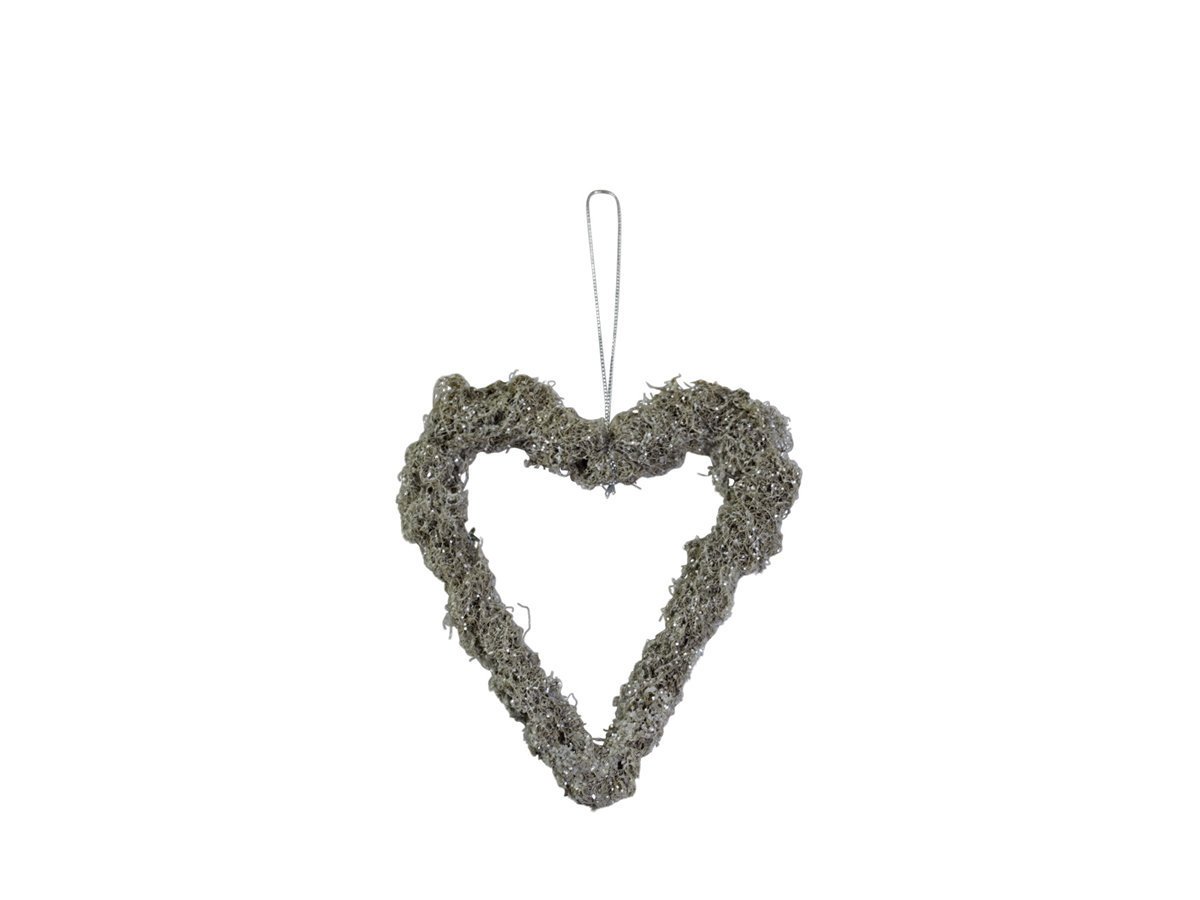 Chic Antique Fleur Flechtenherz mit Aufhängung, beige H13/L12/W1,5 cm