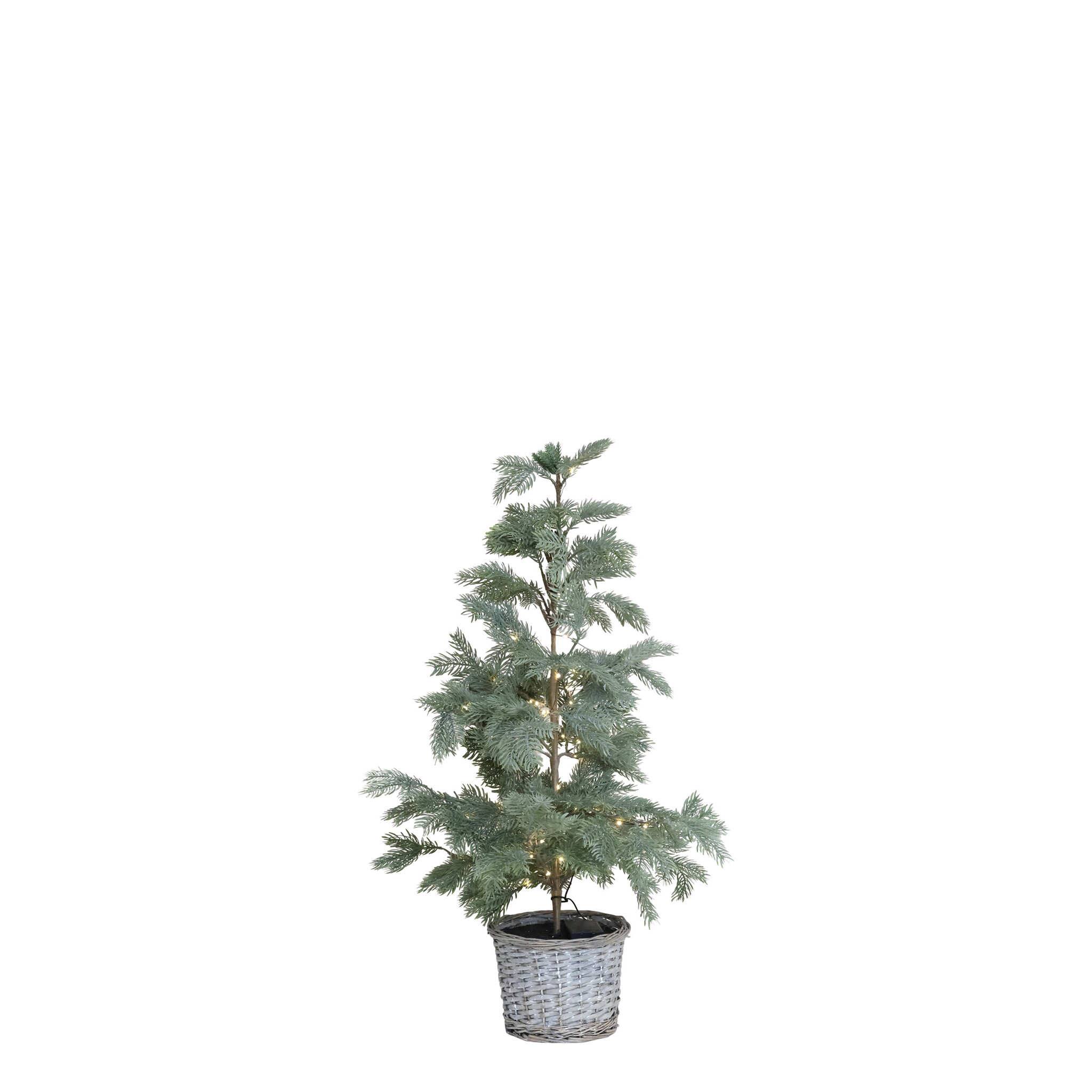 Künstlicher Tannenbaum im Weidenkorb mit LED-Beleuchtung, grün 90 cm, Ø 50 cm
