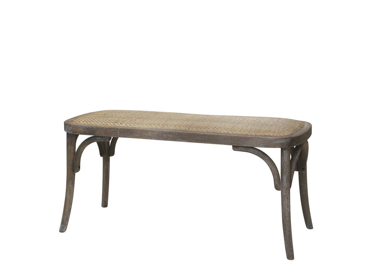Chic Antique Französische Sitzbank aus Rattan, natur H46/L100/B42 cm