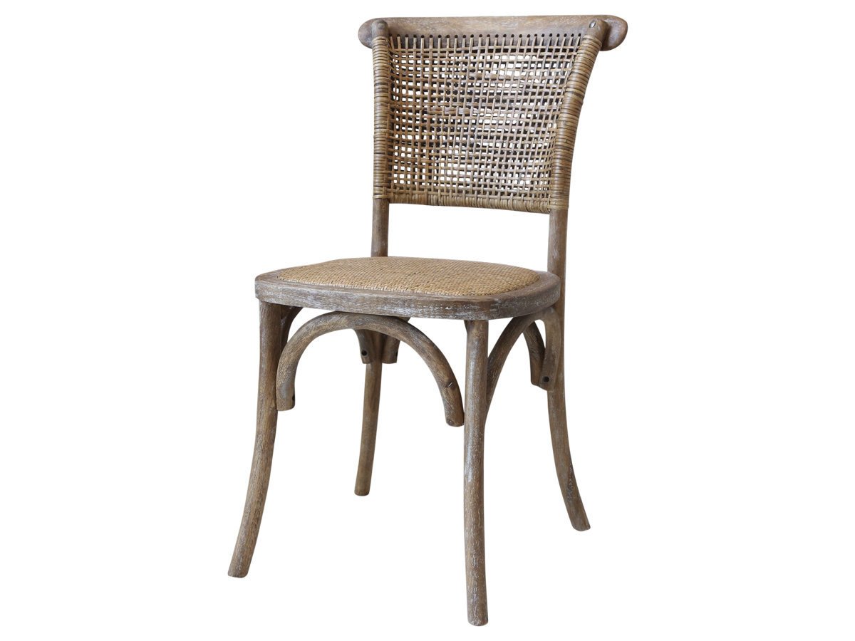 Chic Antique Französischer Stuhl mit Geflechtsitz und Rücken, natur H88/L45/B40 cm