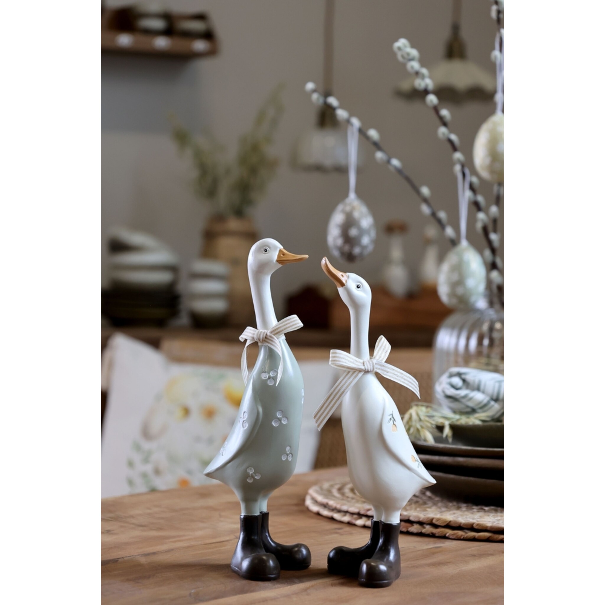 Nostalgisches Gänse Deko 2er Set, opal 