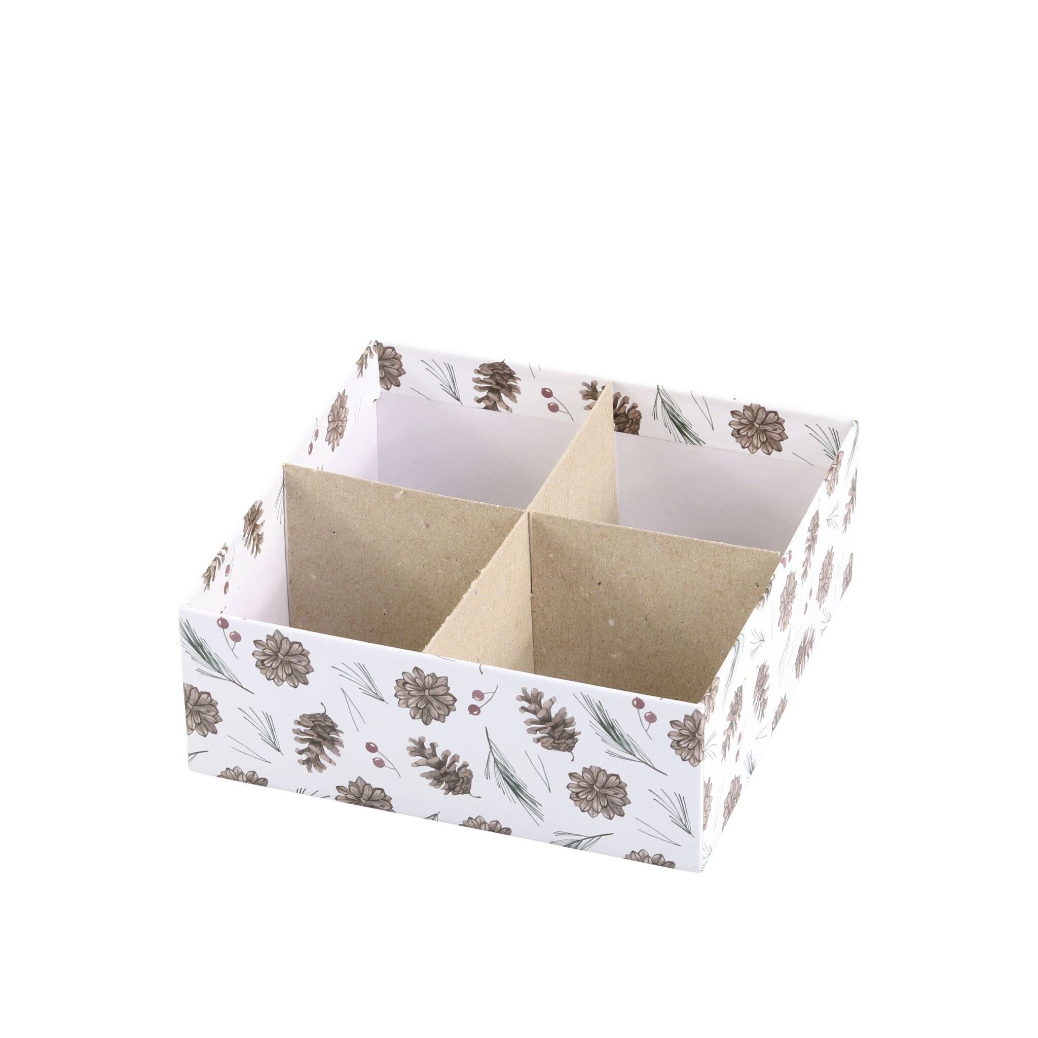 Geschenkbox 3er-Set mit Zapfen, weiß 
