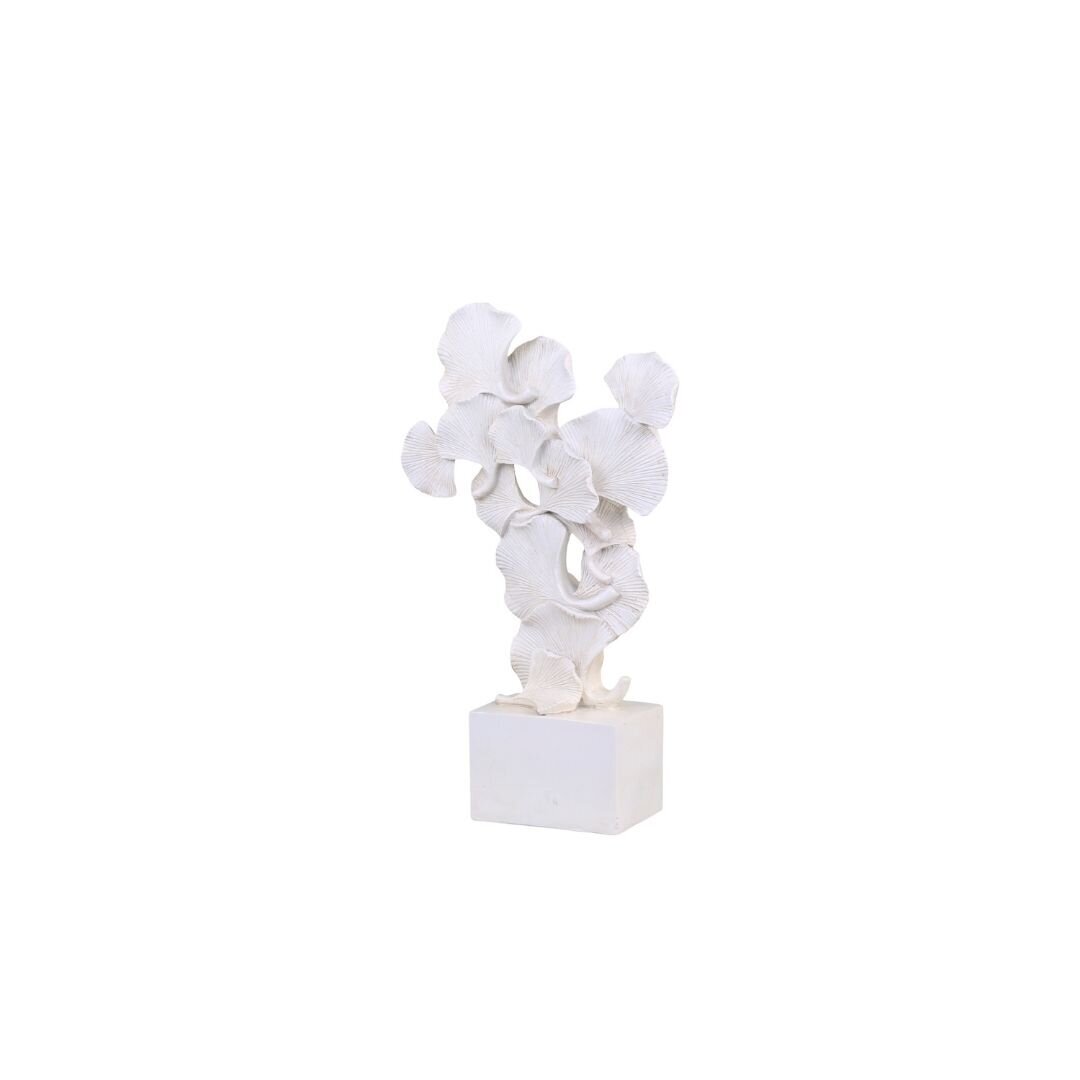 Ginkgo Dekor auf Fuss, creme L17 x B6 x H27 cm