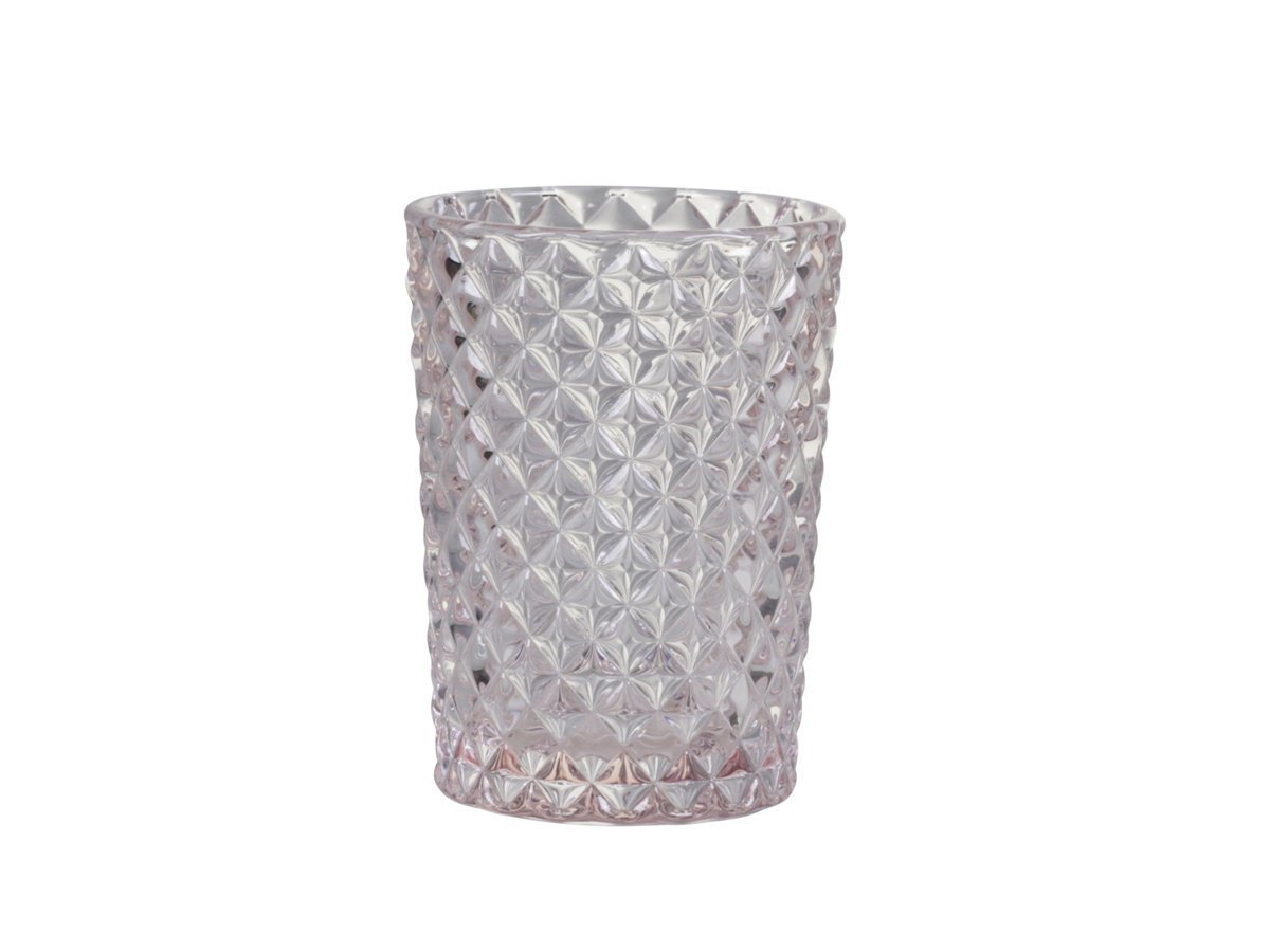 Chic Antique Glas Becher Karo Muster, puder H10/D7 cm