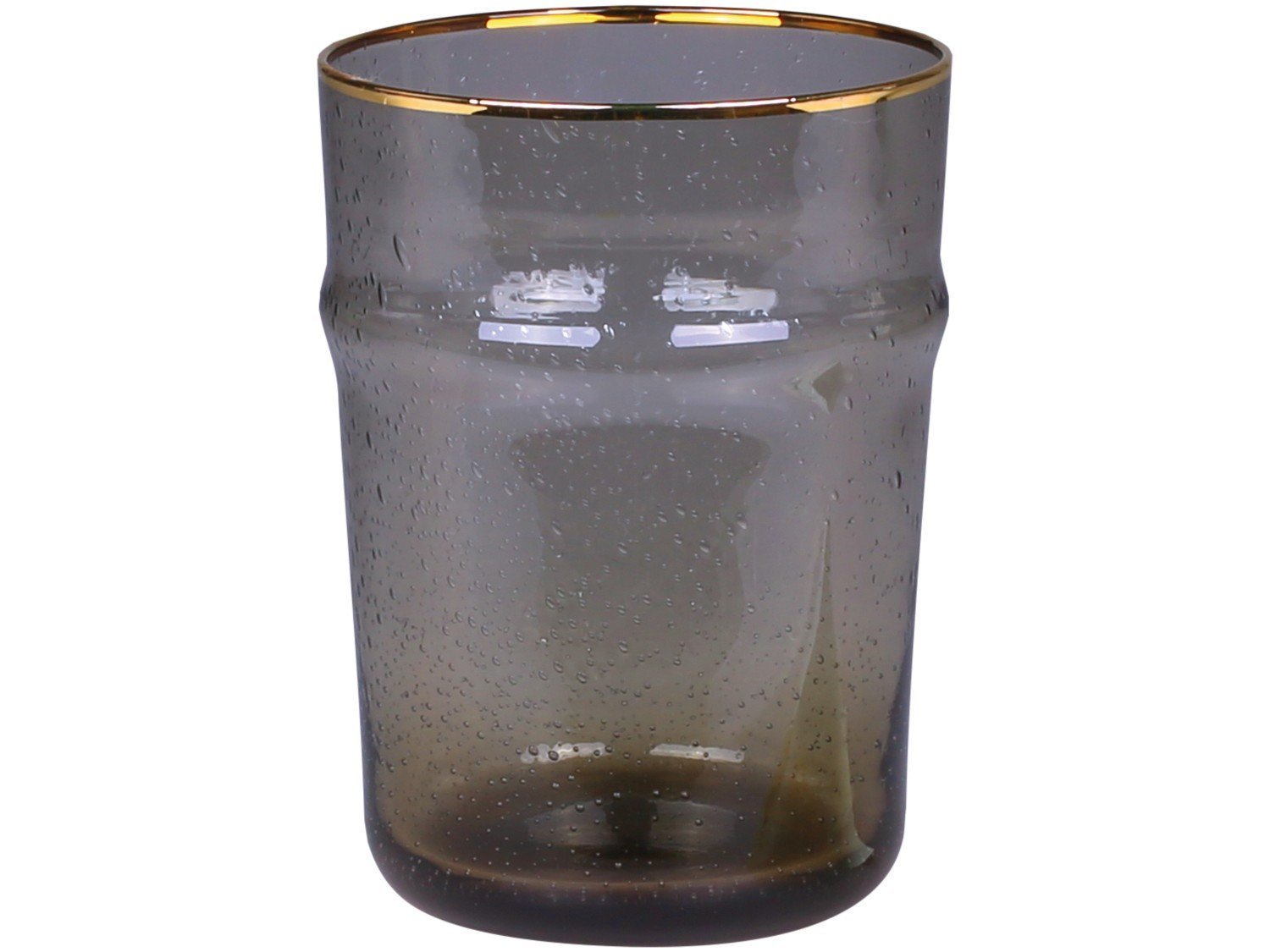 Chic Antique Glas mit Goldrand, grau H10,5/D8 cm