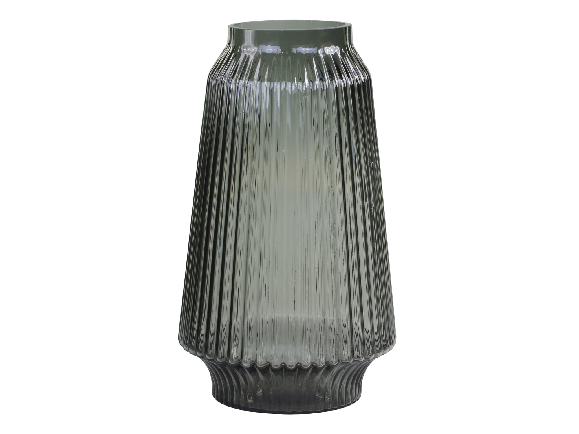 Glasvase mit Rillen, kohle Ø18 x H32 cm