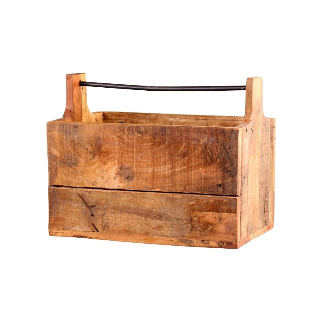 Grimaud Holz Kasten mit Metallgriff, natur 