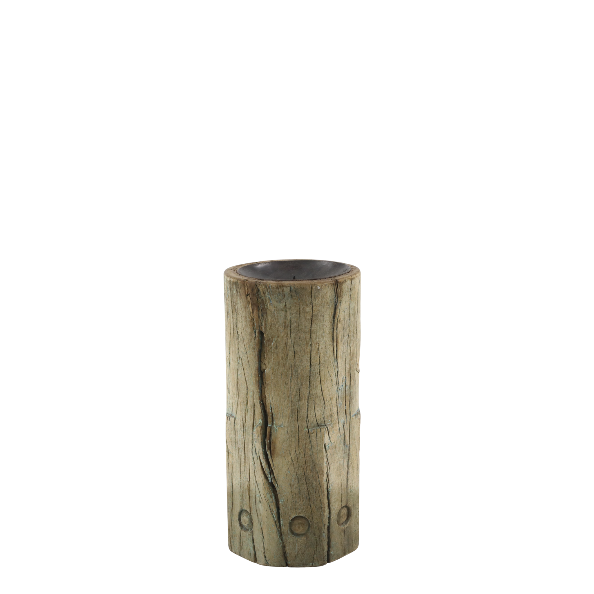 Grimaud Kerzenständer aus Recyclingholz, natur Höhe 30, Ø 14 cm