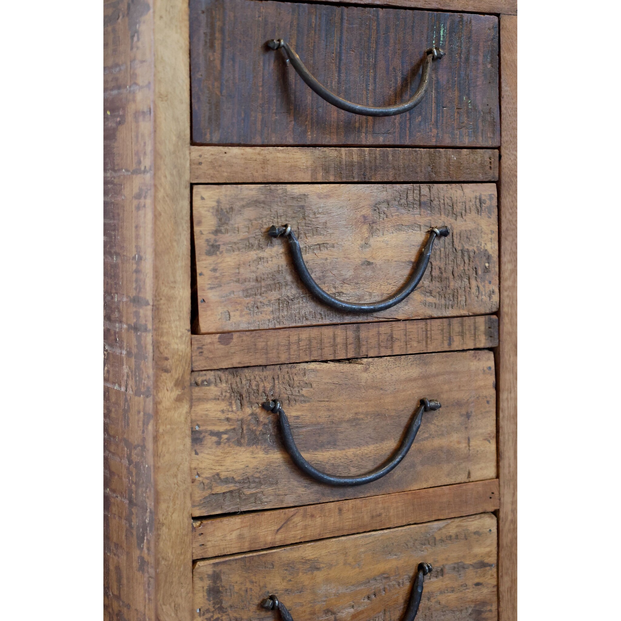 Chic Antique Grimaud Schmale Vintage Kommode mit 8 Schubladen | Recyclingholz, natur 