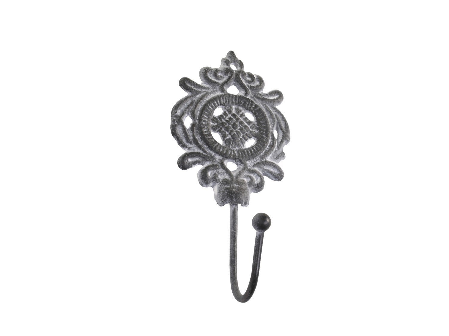 Haken mit Dekor antik grau, antik grau 