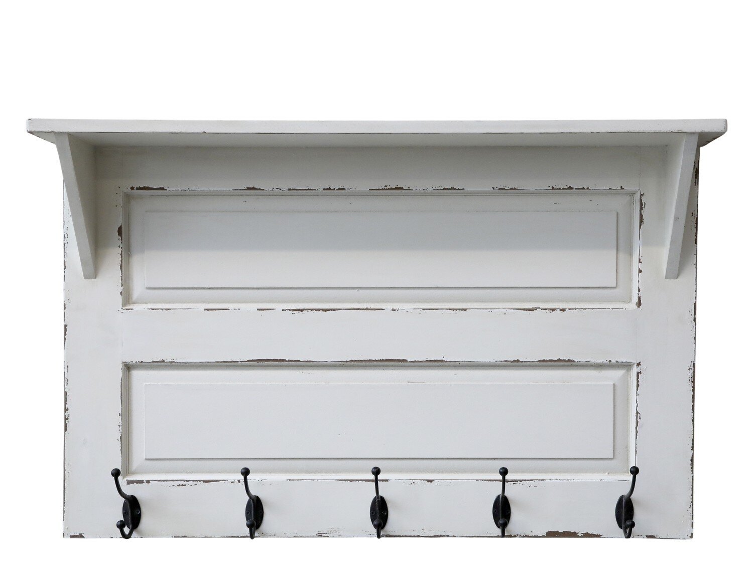 Hakenleiste mit Regal und 5 Haken, antique creme 