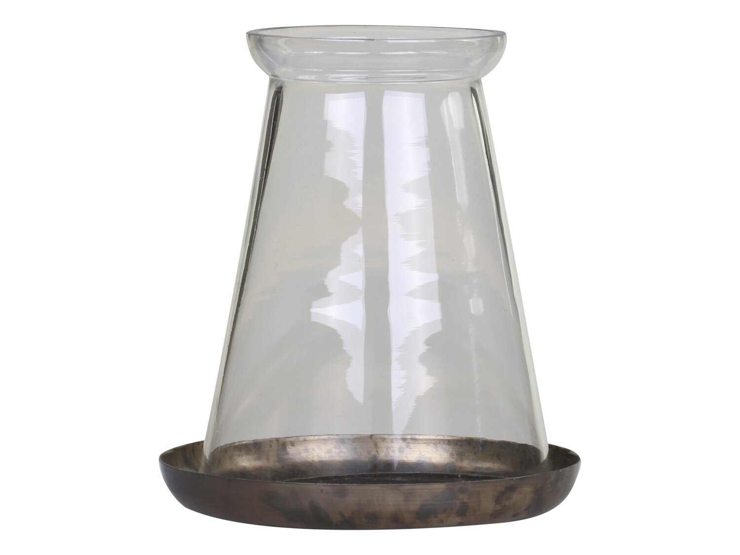 Hurricane mit Kegelglas, antik messing H14/Ø14 cm