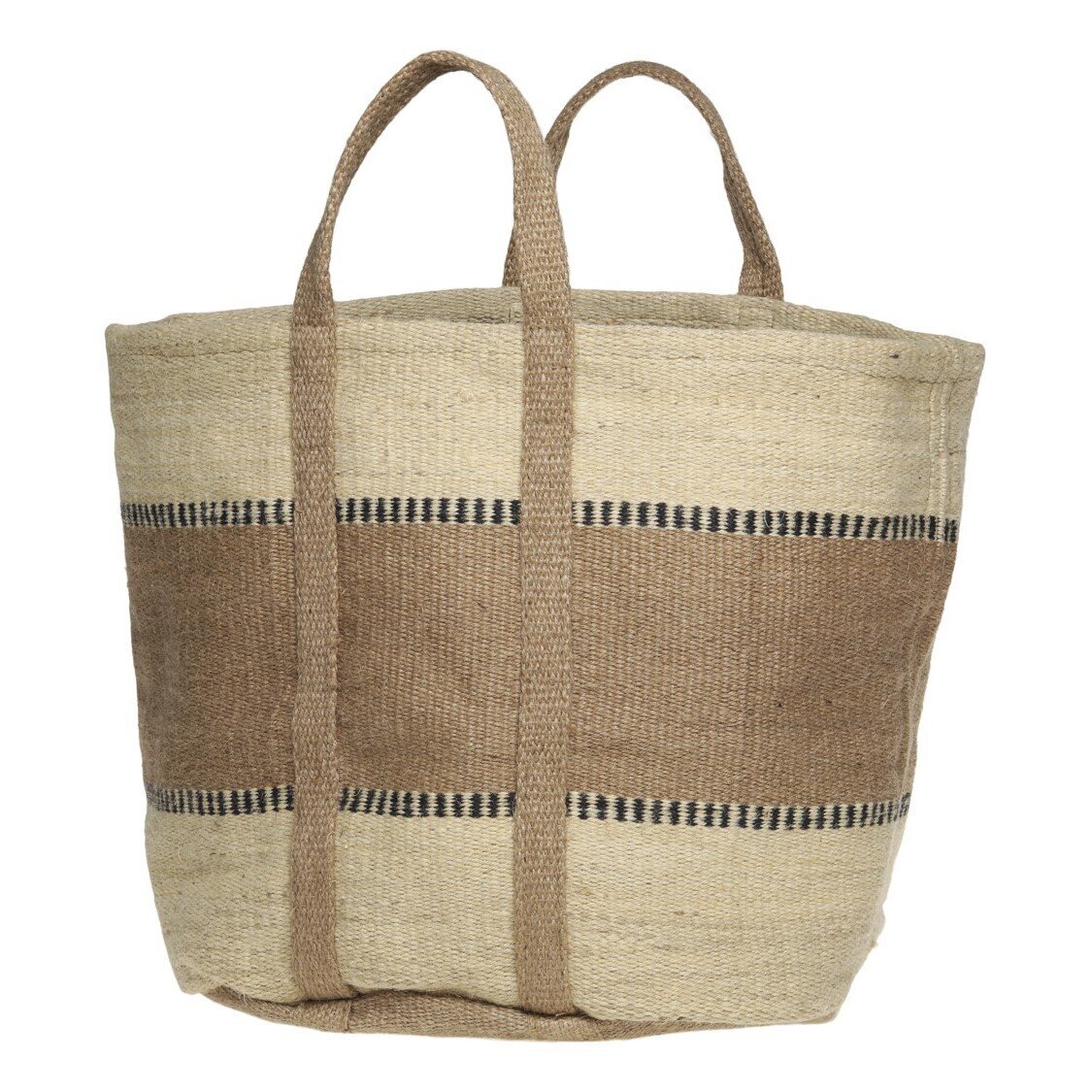 Jute Korbtasche mit Henkel, creme 