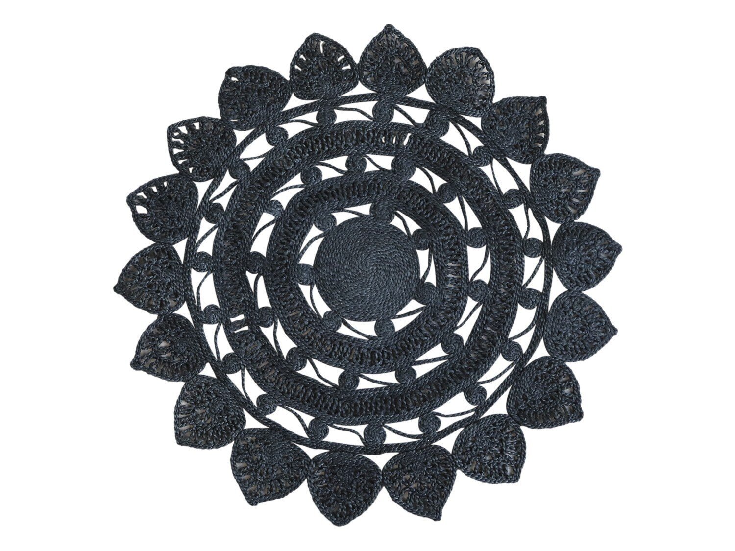 Jute Teppich mit Muster, schwarz 