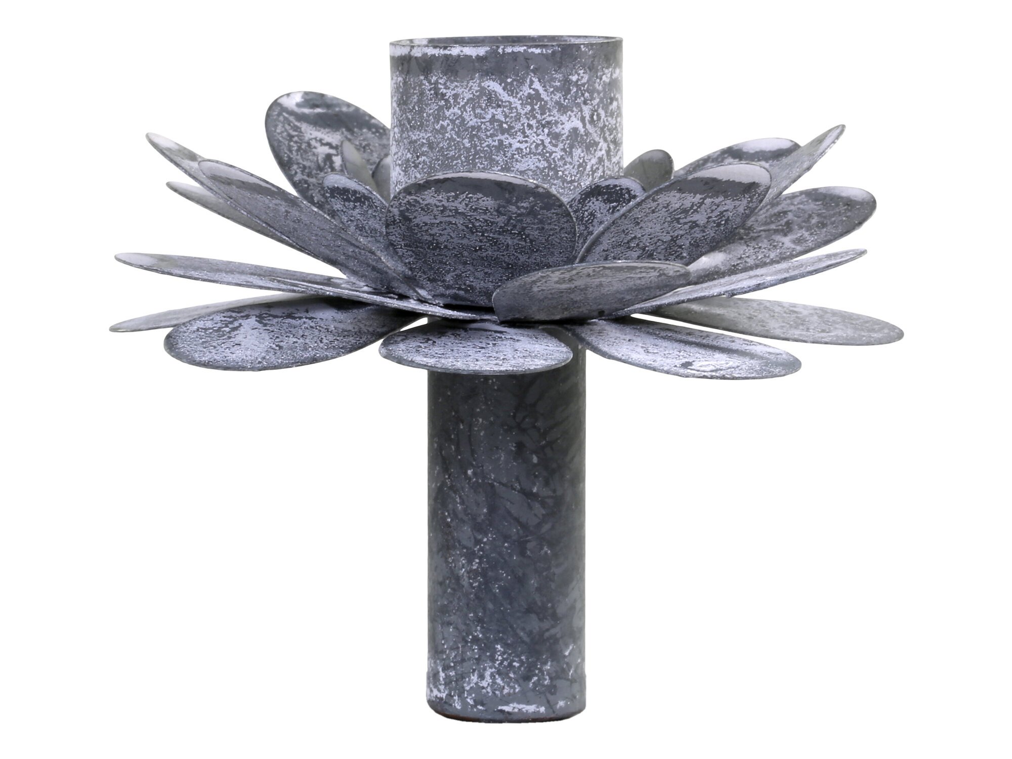 Kerzenhalter Flaschenaufsatz mit Blumen, antik zink 