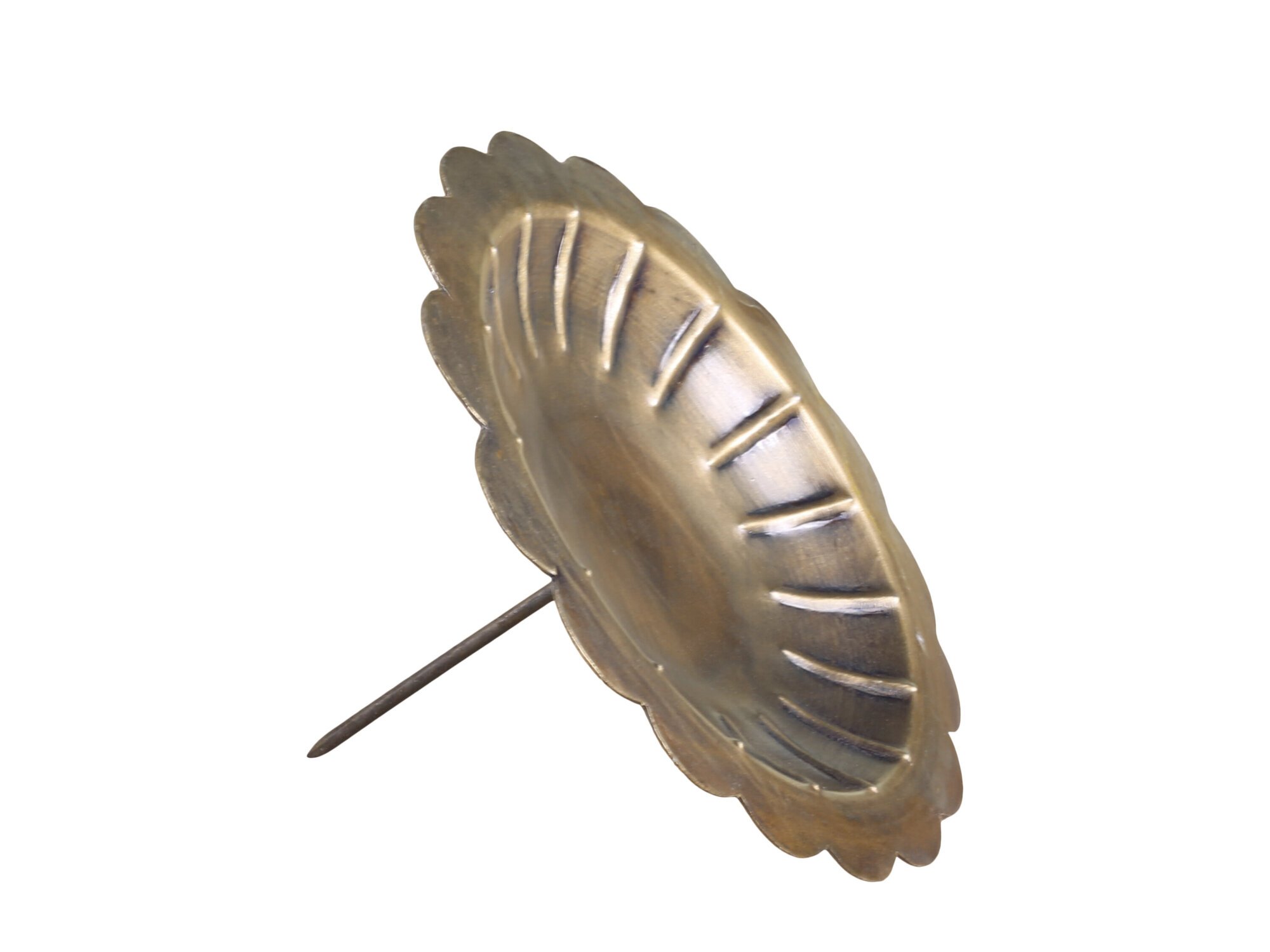 Kerzenhalter für Stumpenkerze mit Spieß, antique messing 