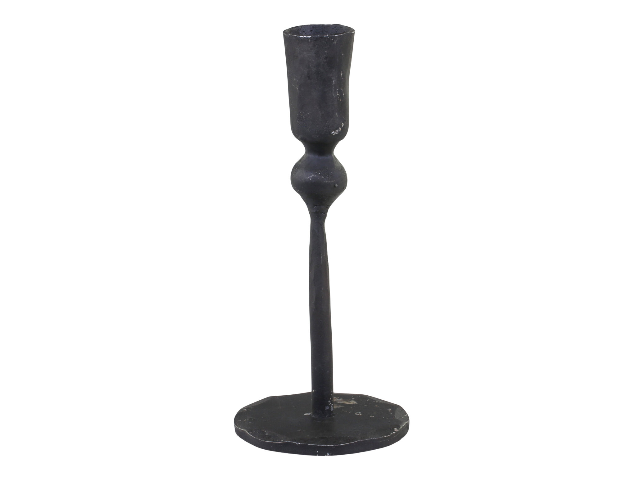 Kerzenständer aus Eisen mit Fuß, antik schwarz Ø7,5 x H18 cm