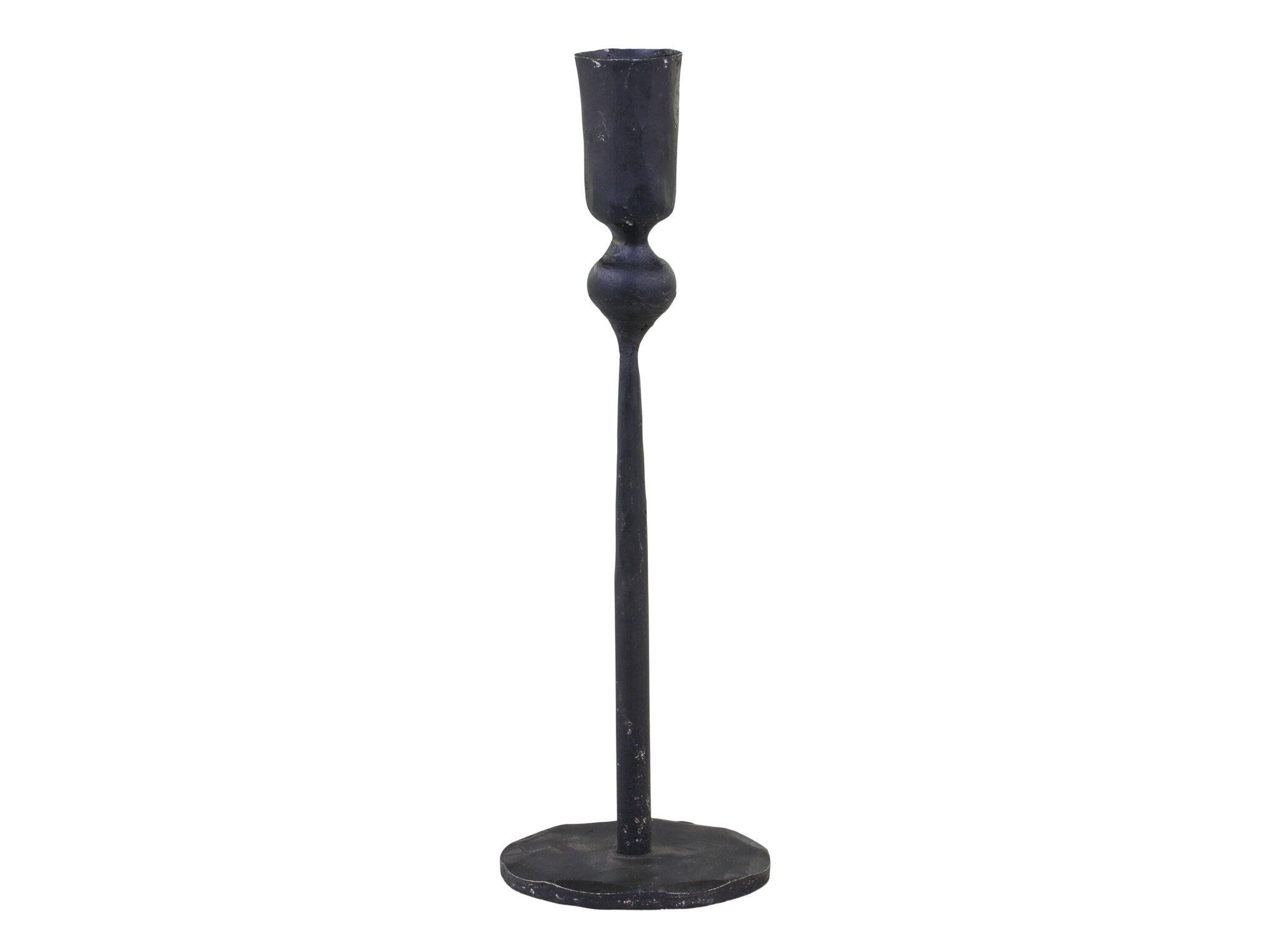 Kerzenständer aus Eisen mit Fuß, antik schwarz Ø7,5 x H22 cm