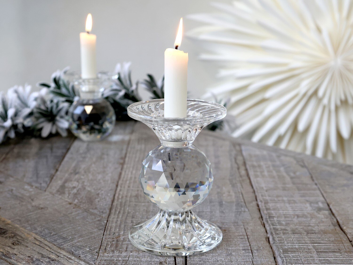 Kerzenständer aus Glas, klar Höhe 12,5, Ø 9 cm