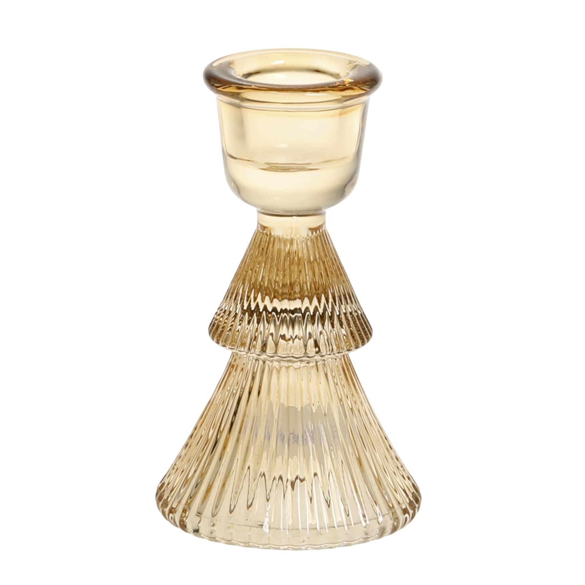 Kerzenständer aus Glas für Stabkerzen, bernstein Höhe 10, Ø 6 cm