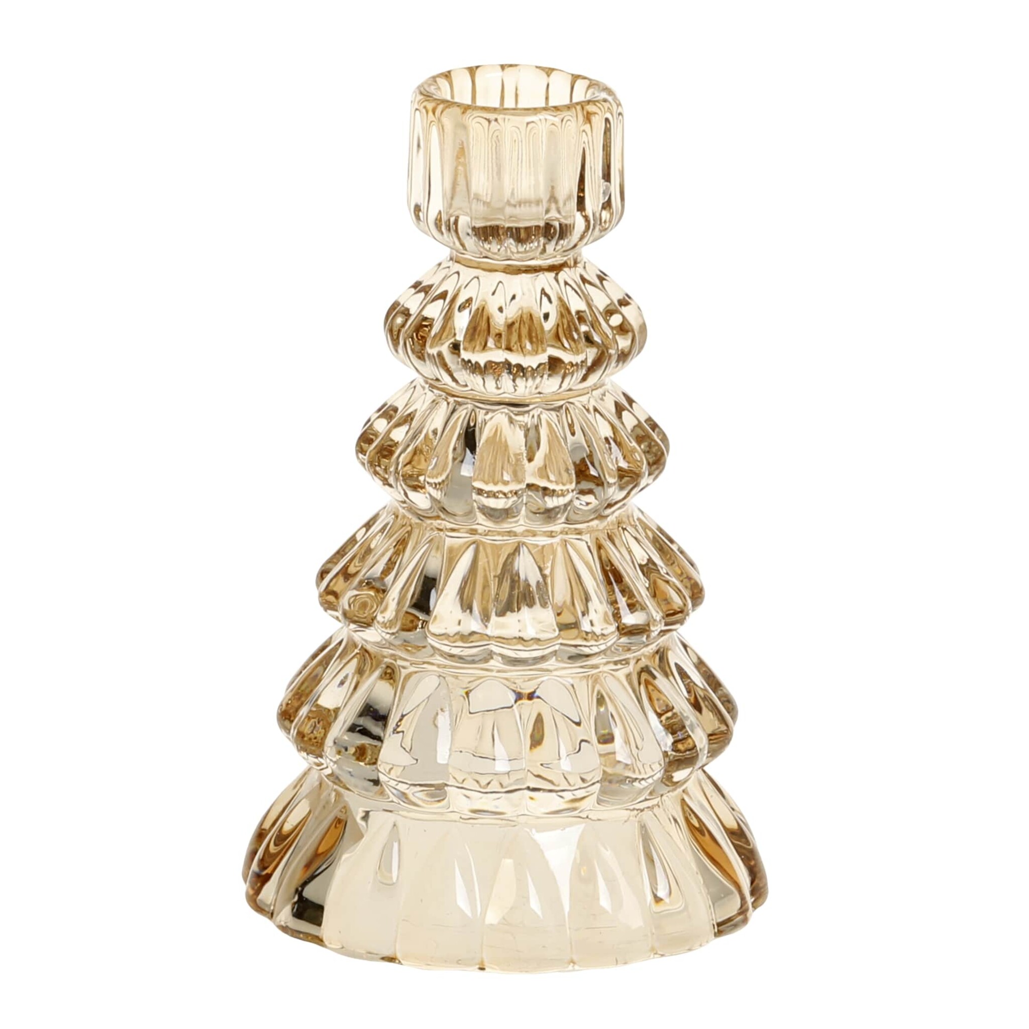 Kerzenständer aus Glas für Stabkerzen, bernstein Höhe 13, Ø 8,5 cm