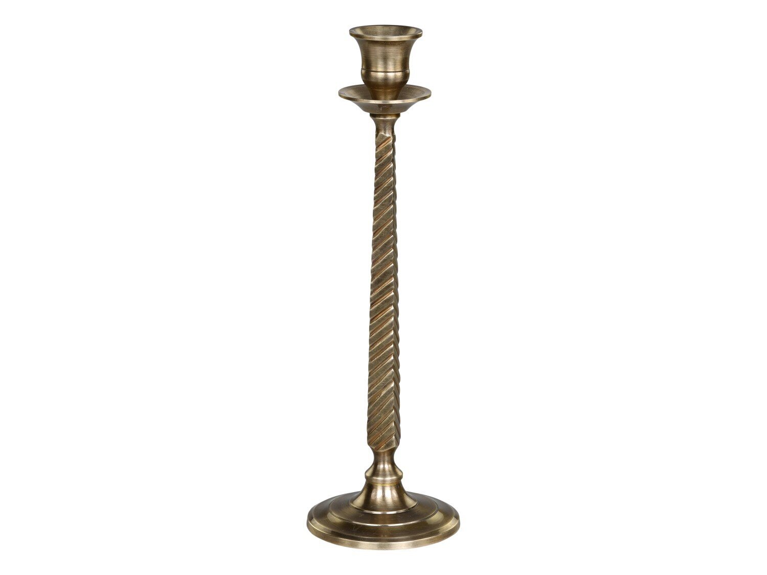 Kerzenständer für Stabkerze antique messing, messing Höhe 25,5, Ø 8 cm