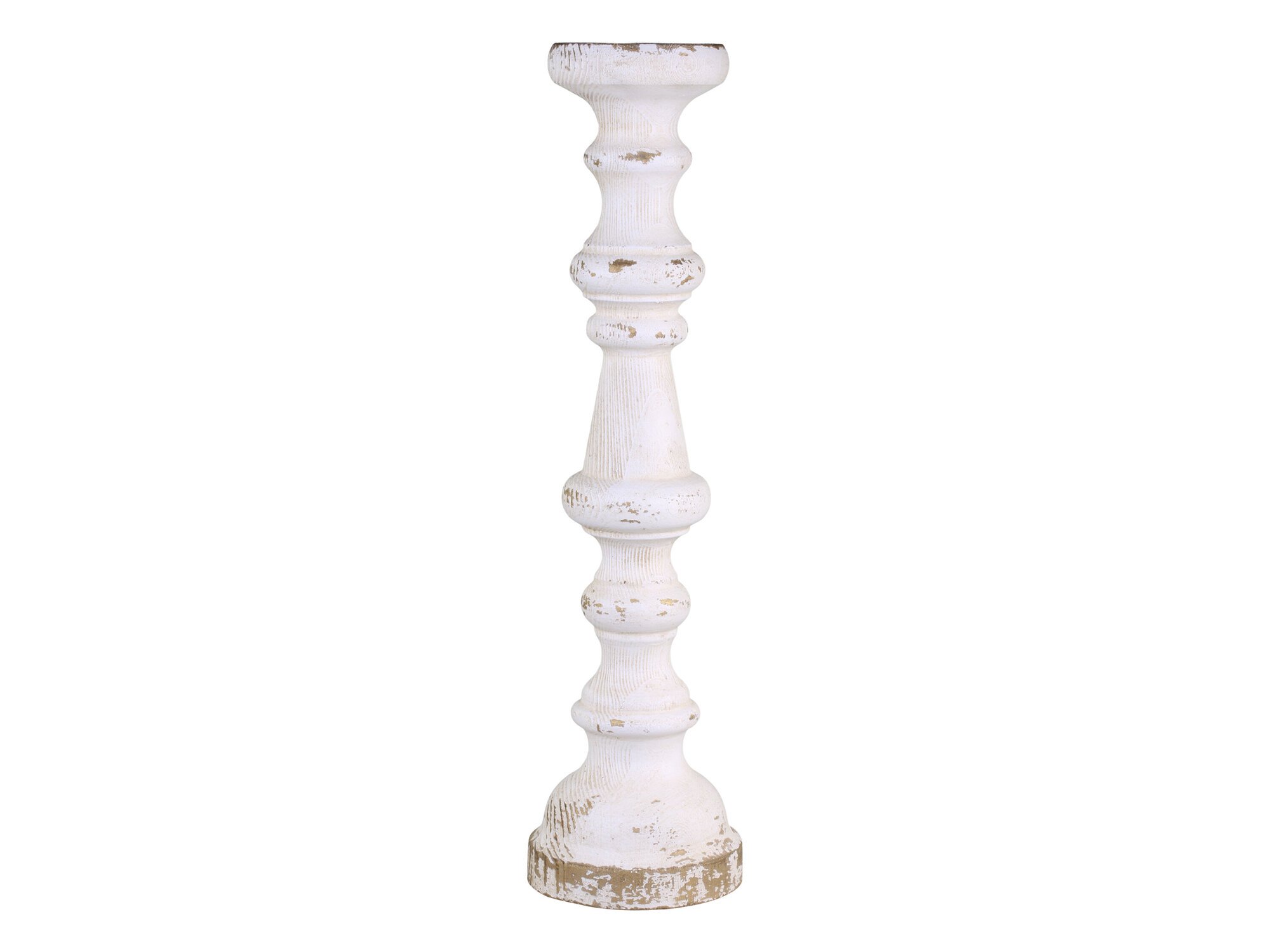 Kerzenständer für Stumpenkerzen aus Holz, antik creme Ø15,5 x H60,5 cm