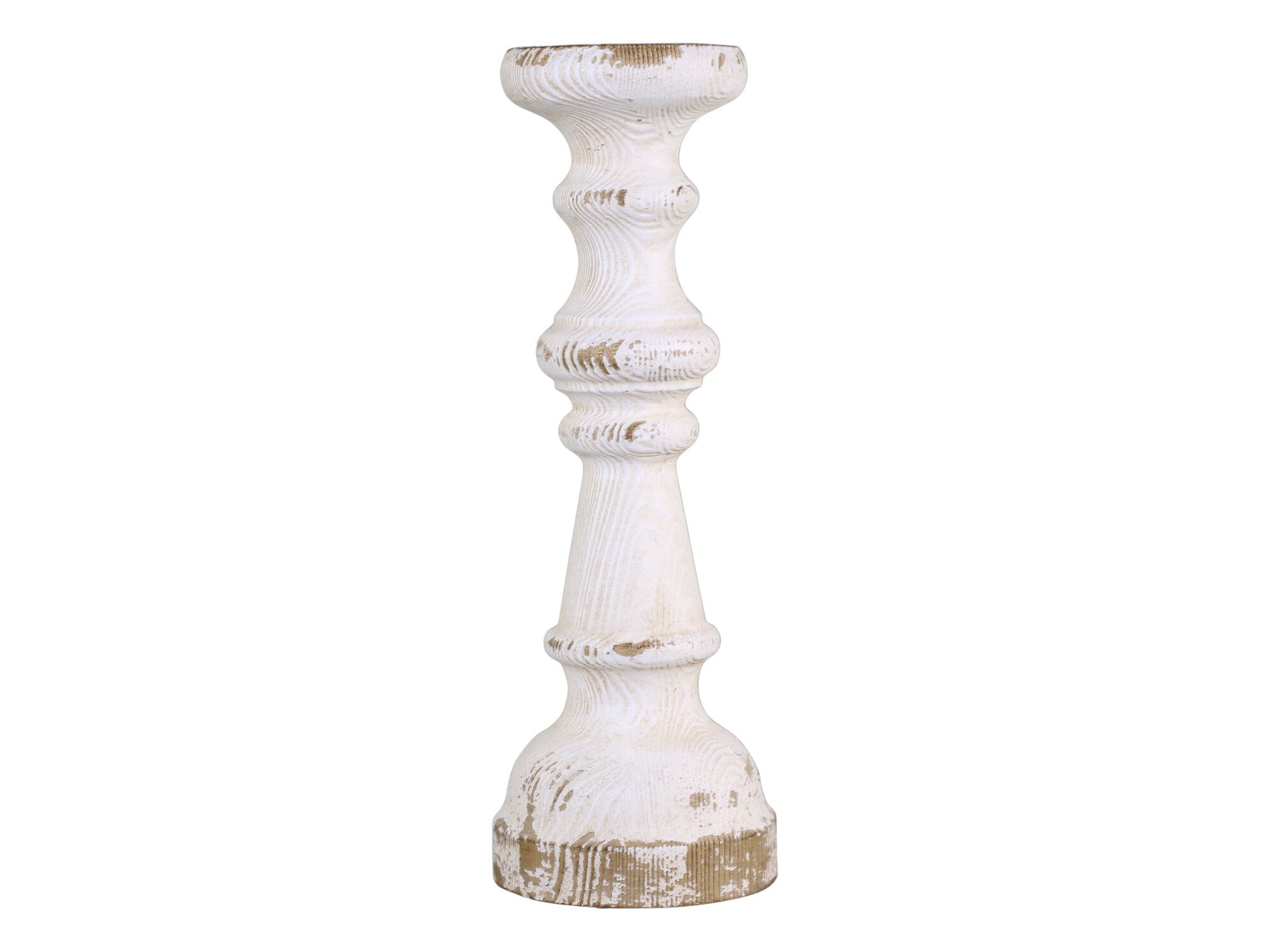 Kerzenständer für Stumpenkerzen aus Holz, antik creme Ø15,5 x H44,5 cm
