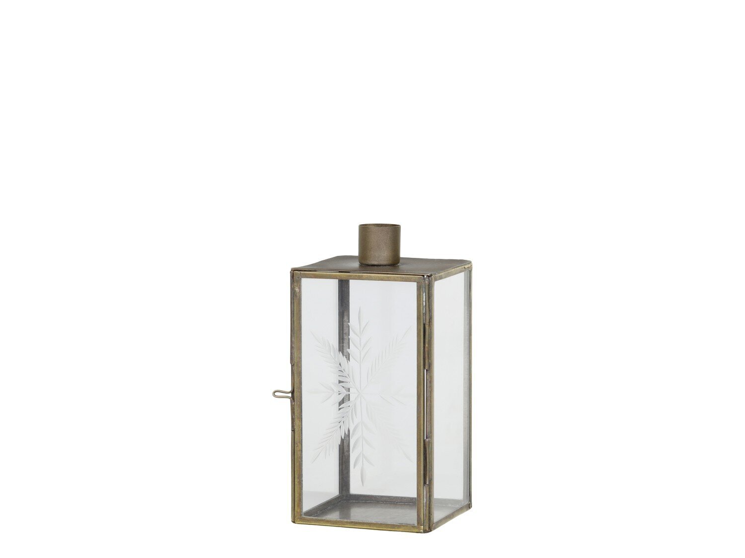 Kerzenständer Glas und Metall mit Schliff, messing Höhe 16, Länge: 7,5, Breite: 7,5 cm
