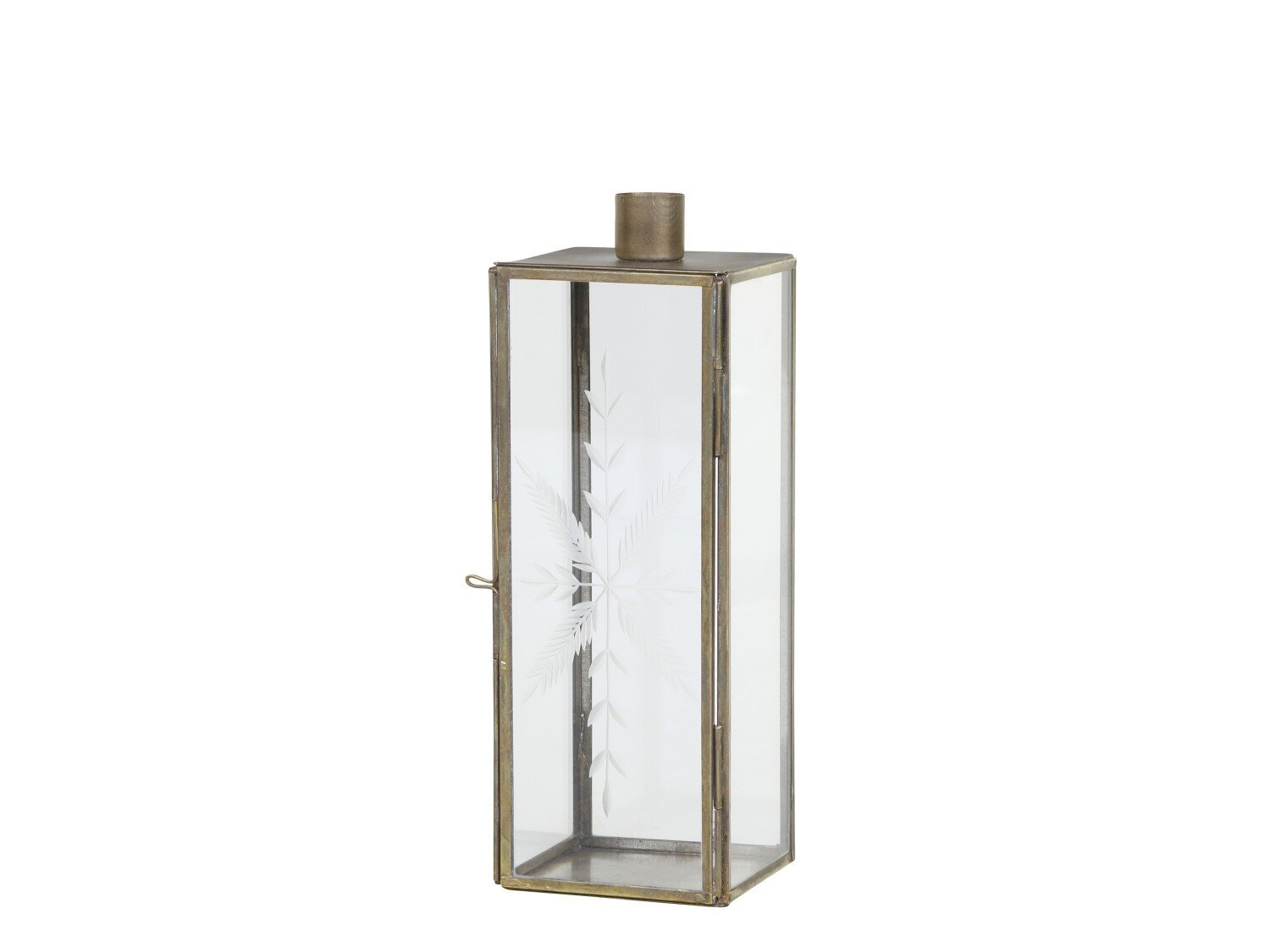 Kerzenständer Glas und Metall mit Schliff, messing Höhe 22, Länge: 7,5, Breite: 7,5 cm