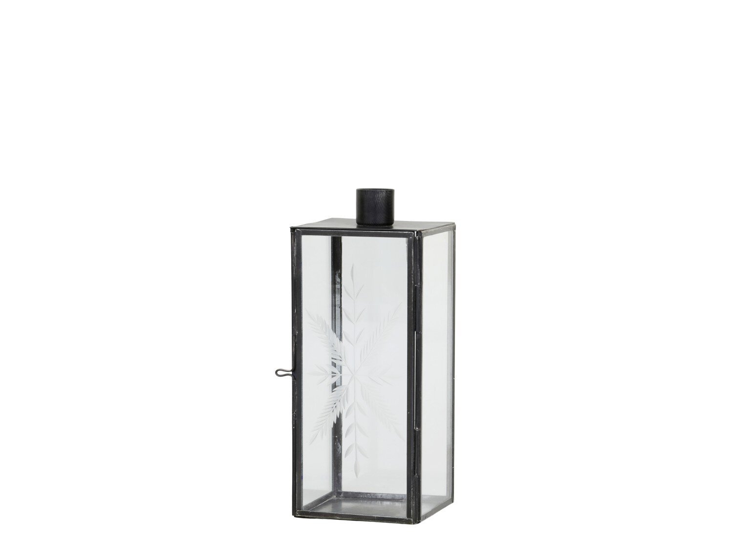 Kerzenständer Glas und Metall mit Schliff, schwarz Höhe 19, Länge: 7,5, Breite: 7,5 cm