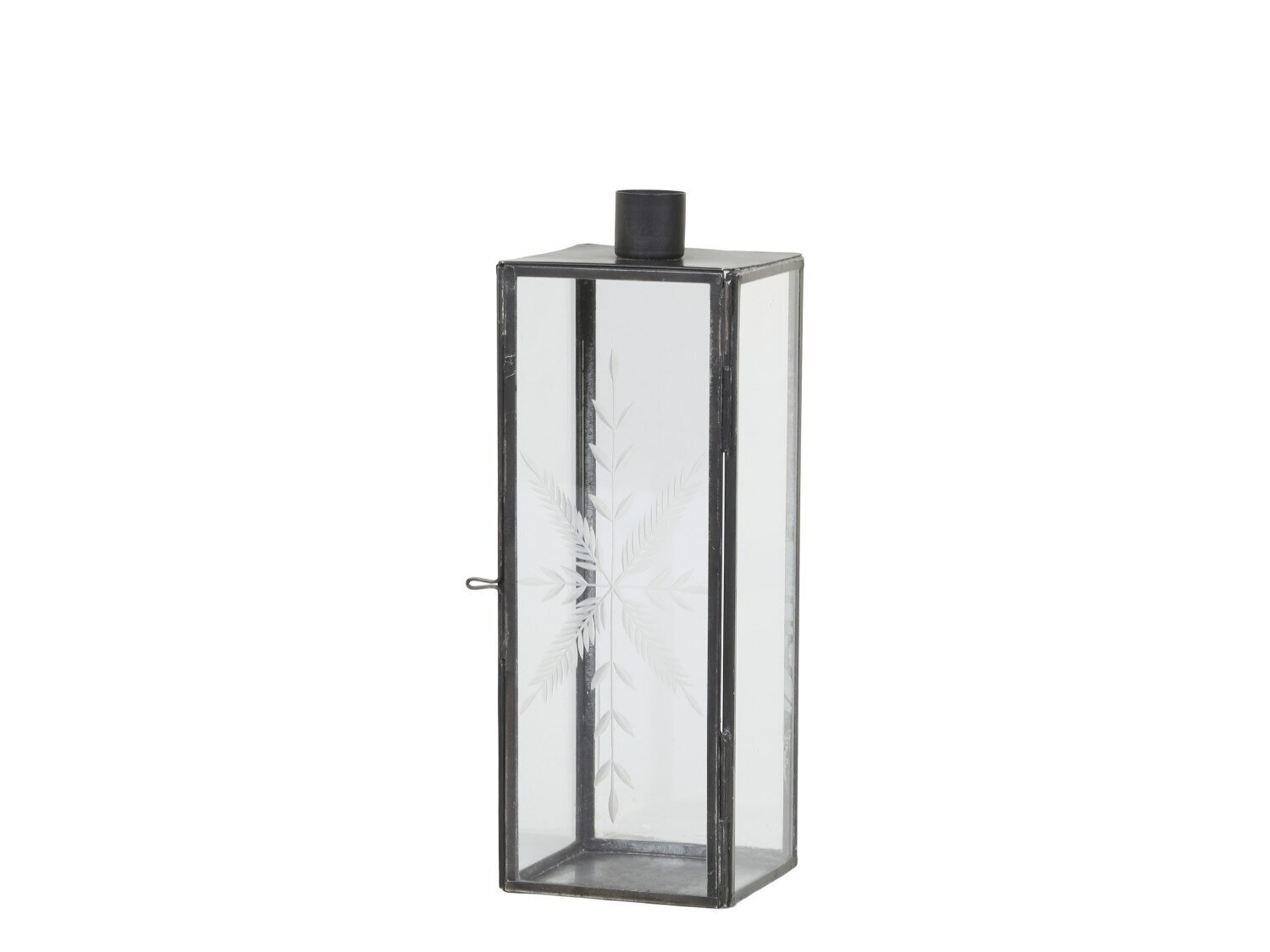 Kerzenständer Glas und Metall mit Schliff, schwarz Höhe 22, Länge: 7,5, Breite: 7,5 cm