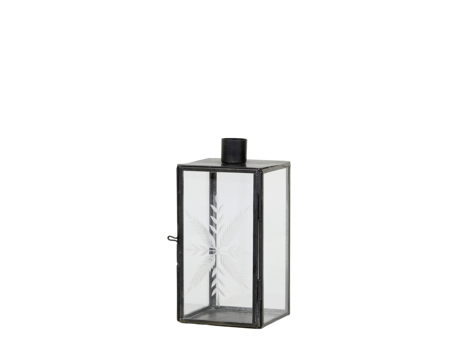 Kerzenständer Glas und Metall mit Schliff, schwarz Höhe 16, Länge: 7,5, Breite: 7,5 cm
