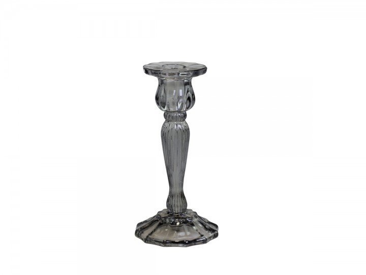 Chic Antique Kerzenständer mit Rillen, grau H18/D9 cm
